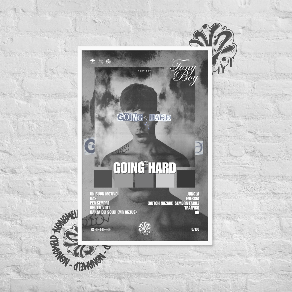 Going Hard | Tony Boy | Poster in carta semilucida classica con cornice in legno A3 (29.7 x 42  cm)