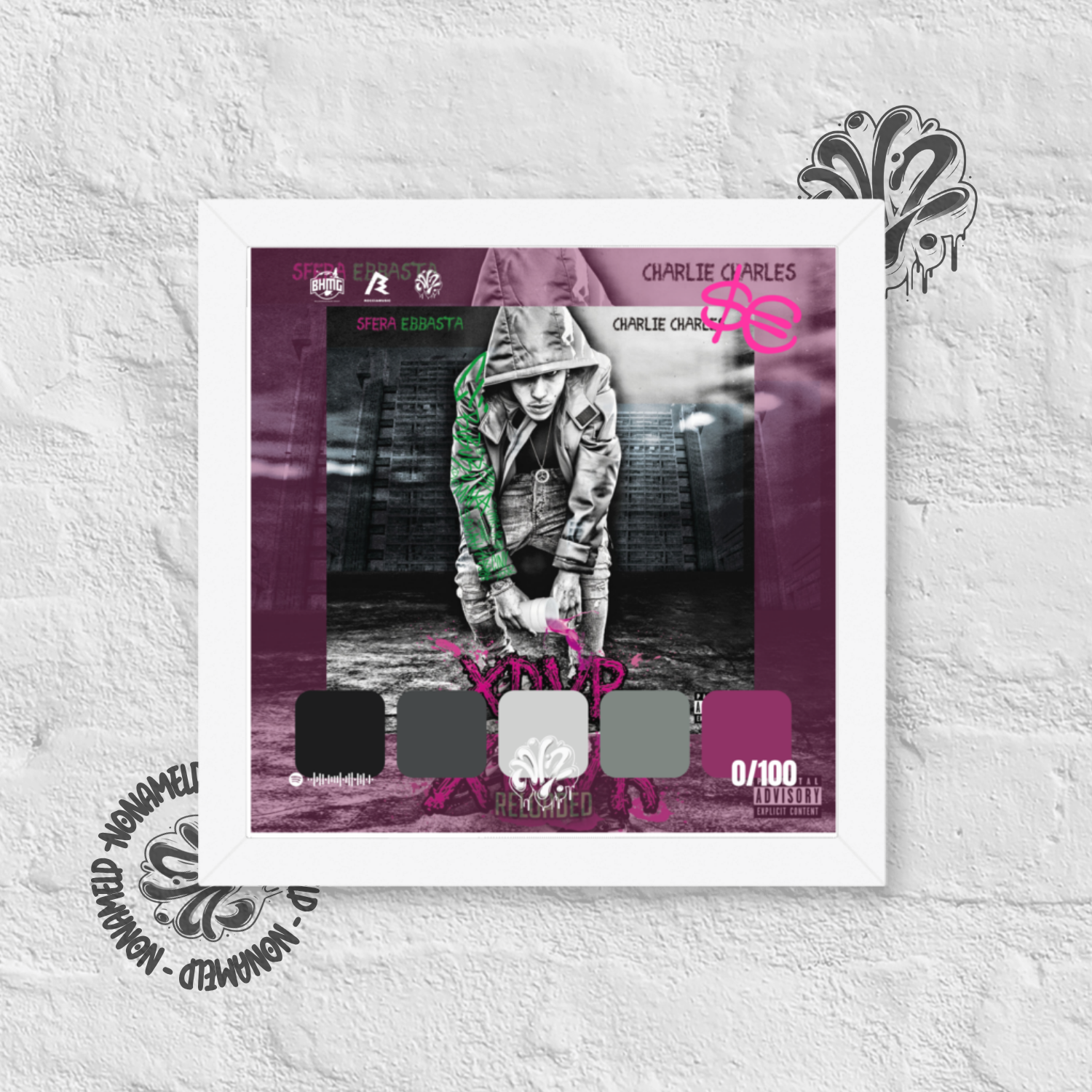 Poster 30x30 “XDVR” di Sfera Ebbasta – Cornice in Legno Inclusa, Pronto da Appendere