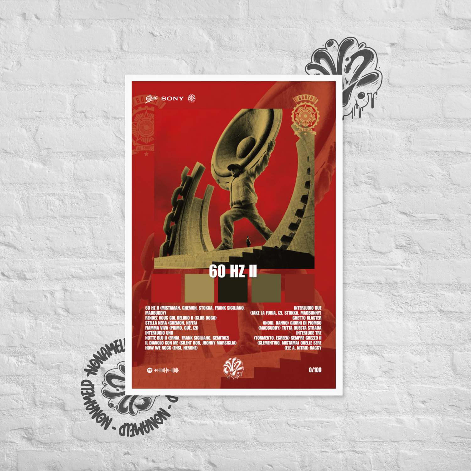 60 hz II | dj shocca | Poster in carta semilucida classica con cornice in legno A3 (29.7 x 42  cm)