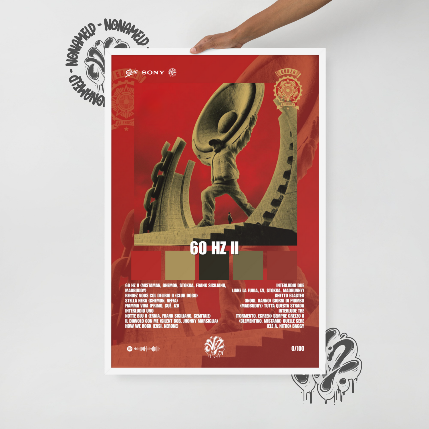 60 hz II | dj shocca | Poster in carta semilucida classica con cornice in legno A3 (29.7 x 42  cm)
