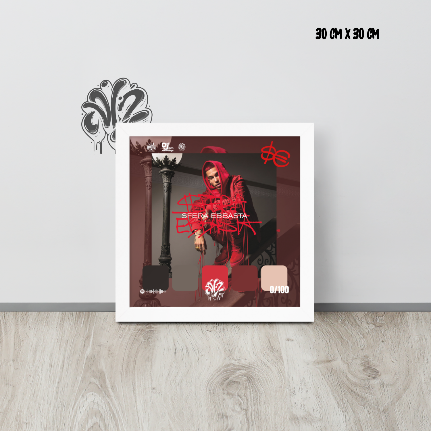 Poster 30x30 “SferaEbbasta” di Sfera Ebbasta – Cornice in Legno Inclusa, Pronto da Appendere