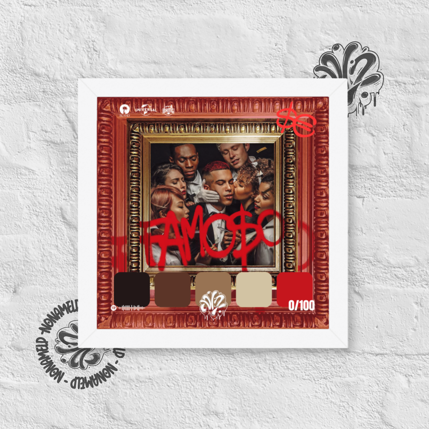 Poster 30x30 “Famoso” di Sfera Ebbasta – Cornice in Legno Inclusa, Pronto da Appendere
