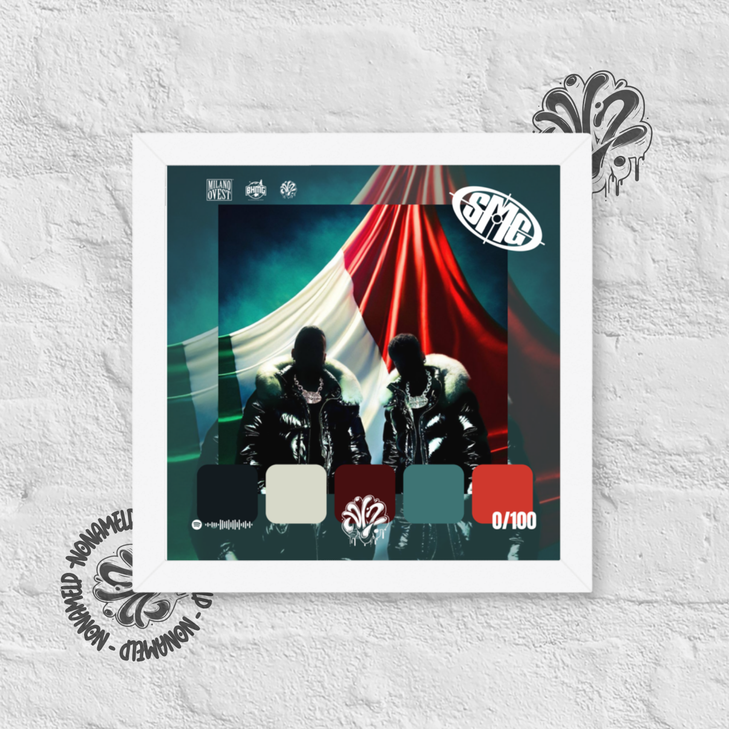 Poster 30x30 “Santana Money Gang (SMG)” di Sfera Ebbasta & Shiva – Cornice in Legno Inclusa, Pronto da Appendere