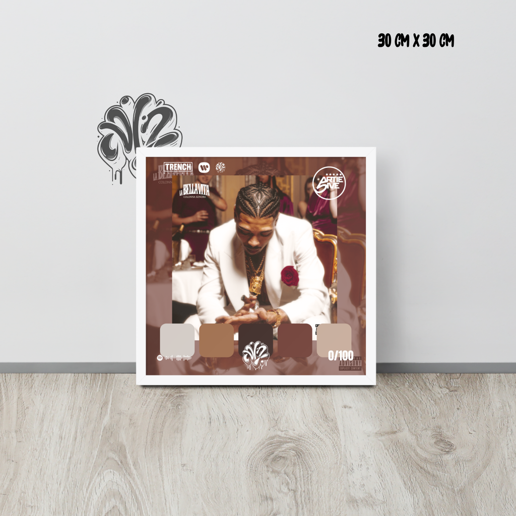Poster 30x30 “la bella vita: colonna sonora” di Artie 5ive – Cornice in Legno Inclusa, Pronto da Appendere