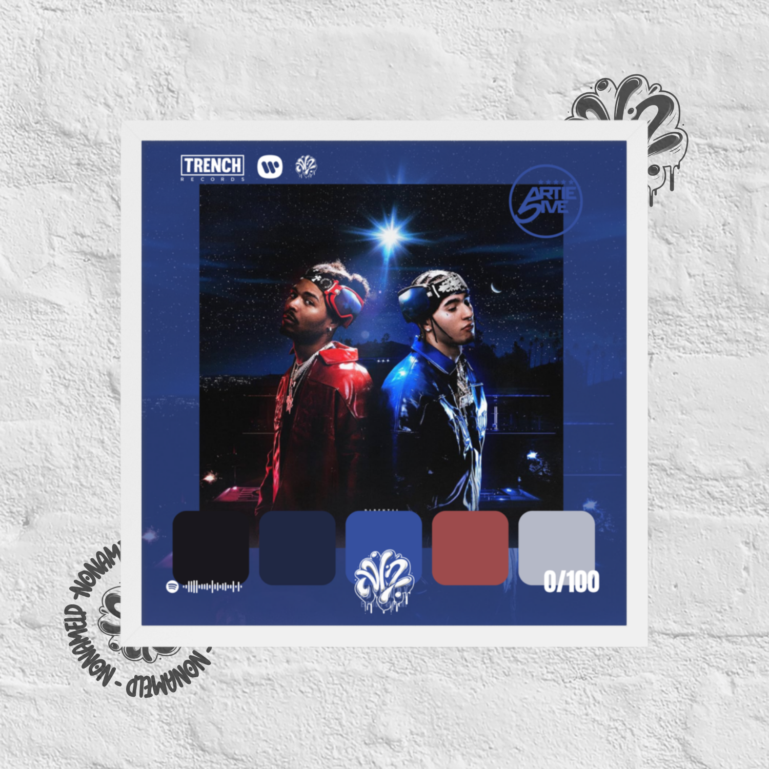 Poster 30x30 “Motivation 4 the streetz” di Artie 5ive & Rondodasosa – Cornice in Legno Inclusa, Pronto da Appendere