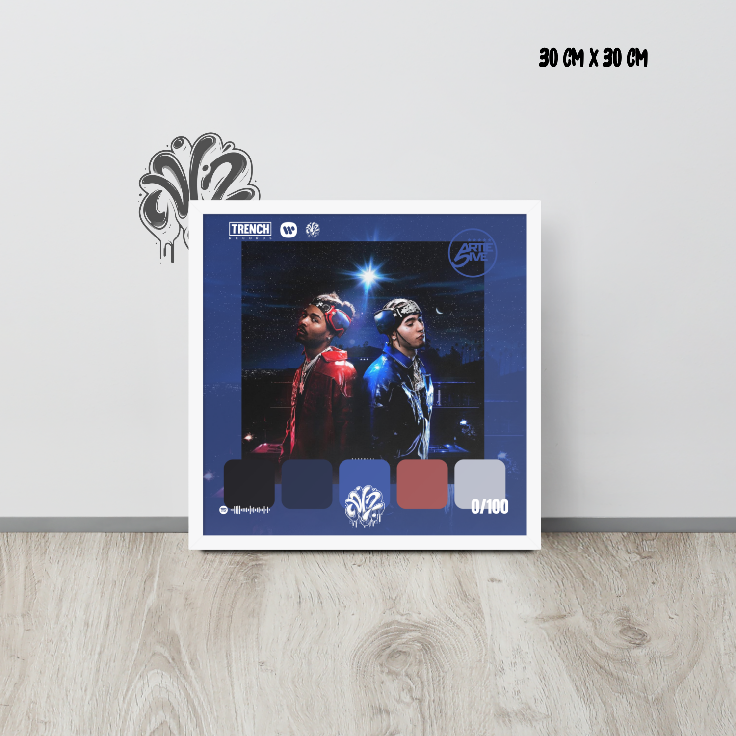 Poster 30x30 “Motivation 4 the streetz” di Artie 5ive & Rondodasosa – Cornice in Legno Inclusa, Pronto da Appendere