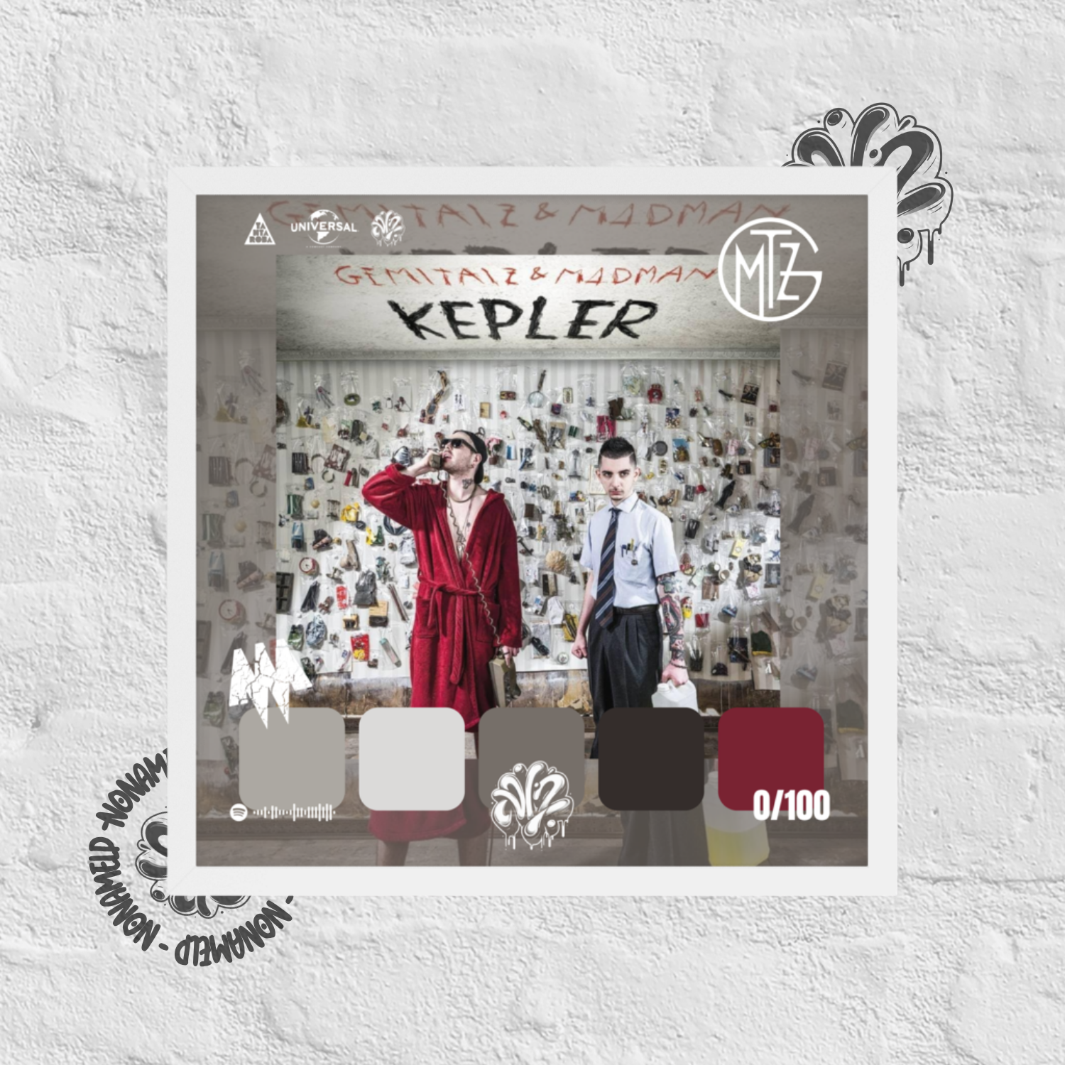Poster 30x30 “Kepler” di Gemitaiz & Madman – Cornice in Legno Inclusa, Pronto da Appendere