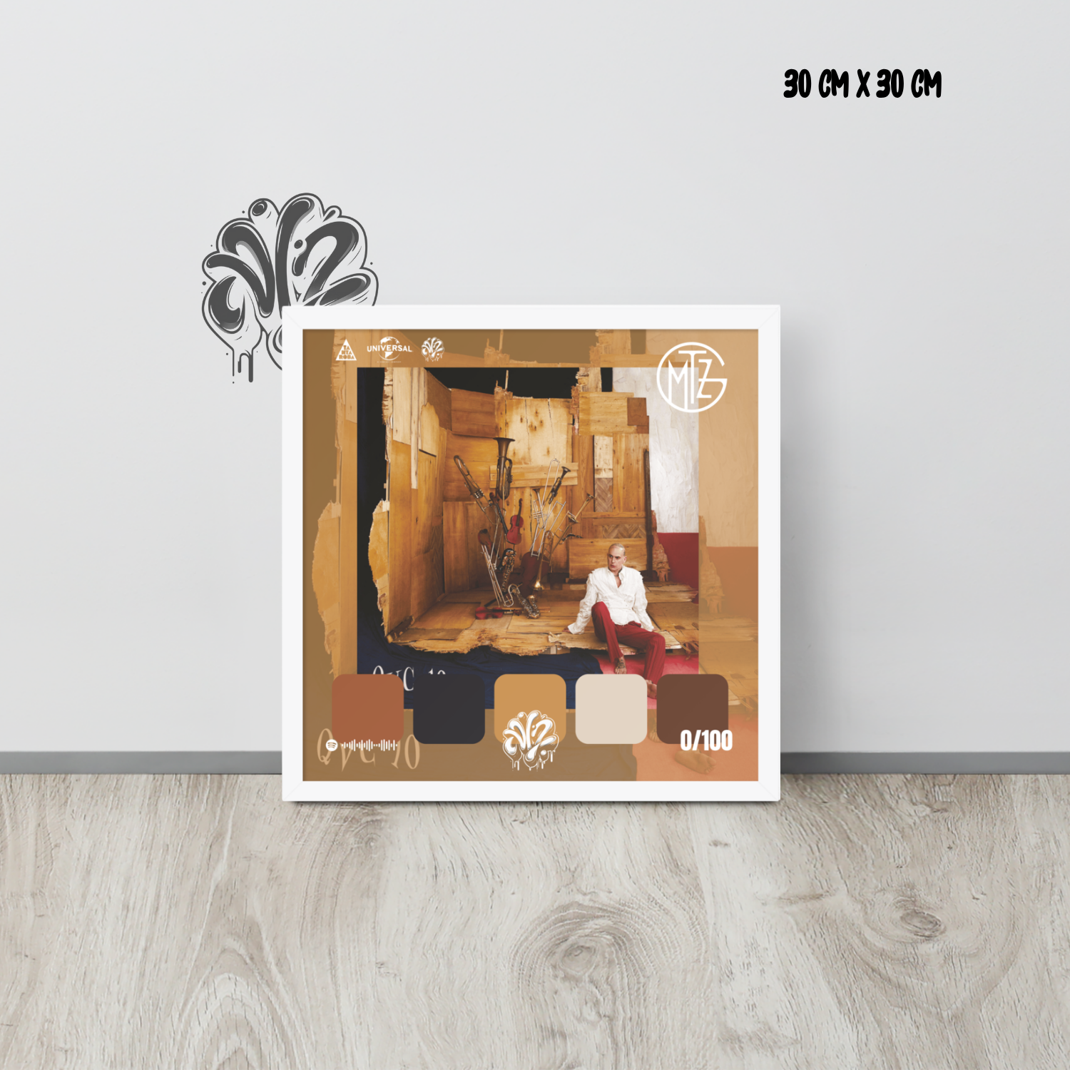 Poster 30x30 “QVC 10” di Gemitaiz – Cornice in Legno Inclusa, Pronto da Appendere
