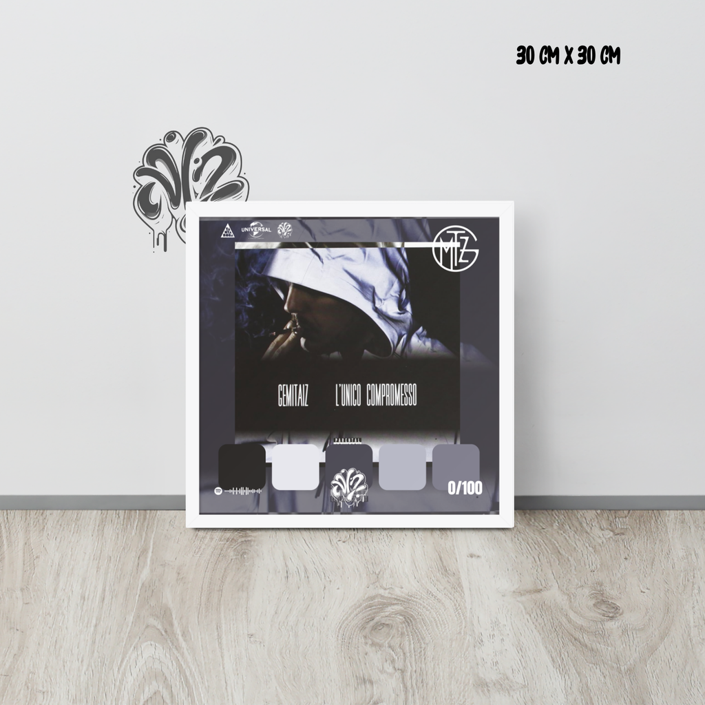 Poster 30x30 “L'unico compromesso” di Gemitaiz – Cornice in Legno Inclusa, Pronto da Appendere