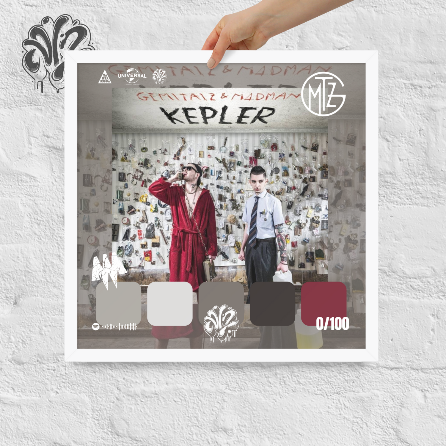 Poster 30x30 “Kepler” di Gemitaiz & Madman – Cornice in Legno Inclusa, Pronto da Appendere