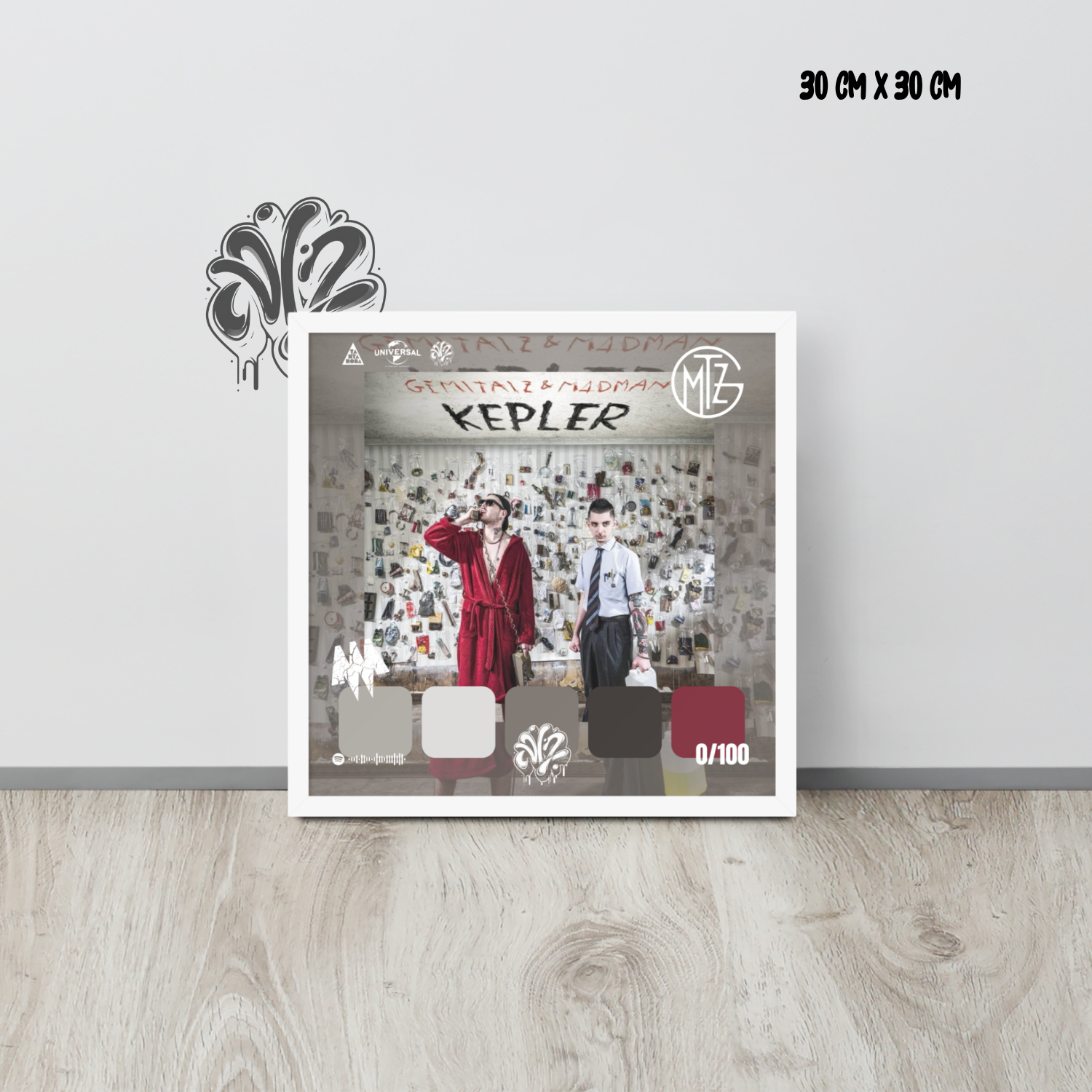 Poster 30x30 “Kepler” di Gemitaiz & Madman – Cornice in Legno Inclusa, Pronto da Appendere
