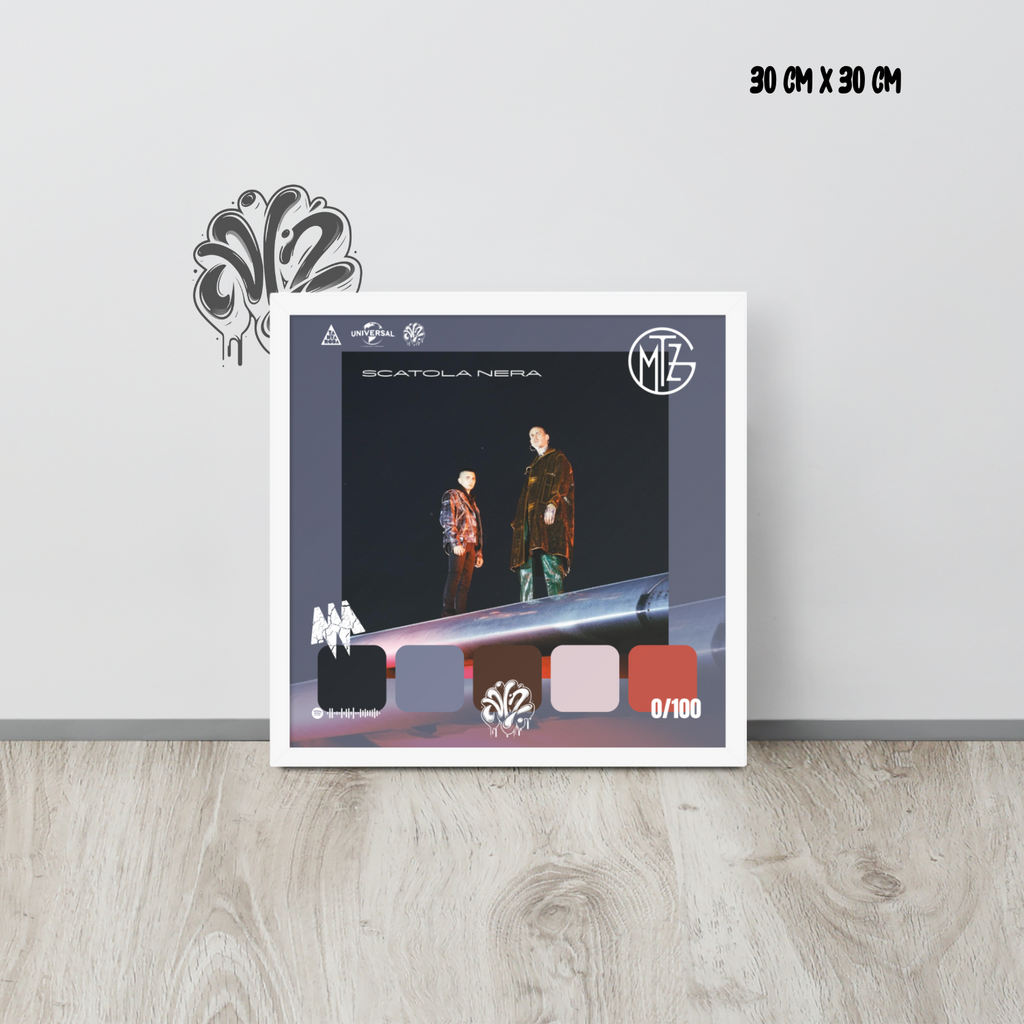 Poster 30x30 “Scatola Nera” di Gemitaiz & Madman – Cornice in Legno Inclusa, Pronto da Appendere