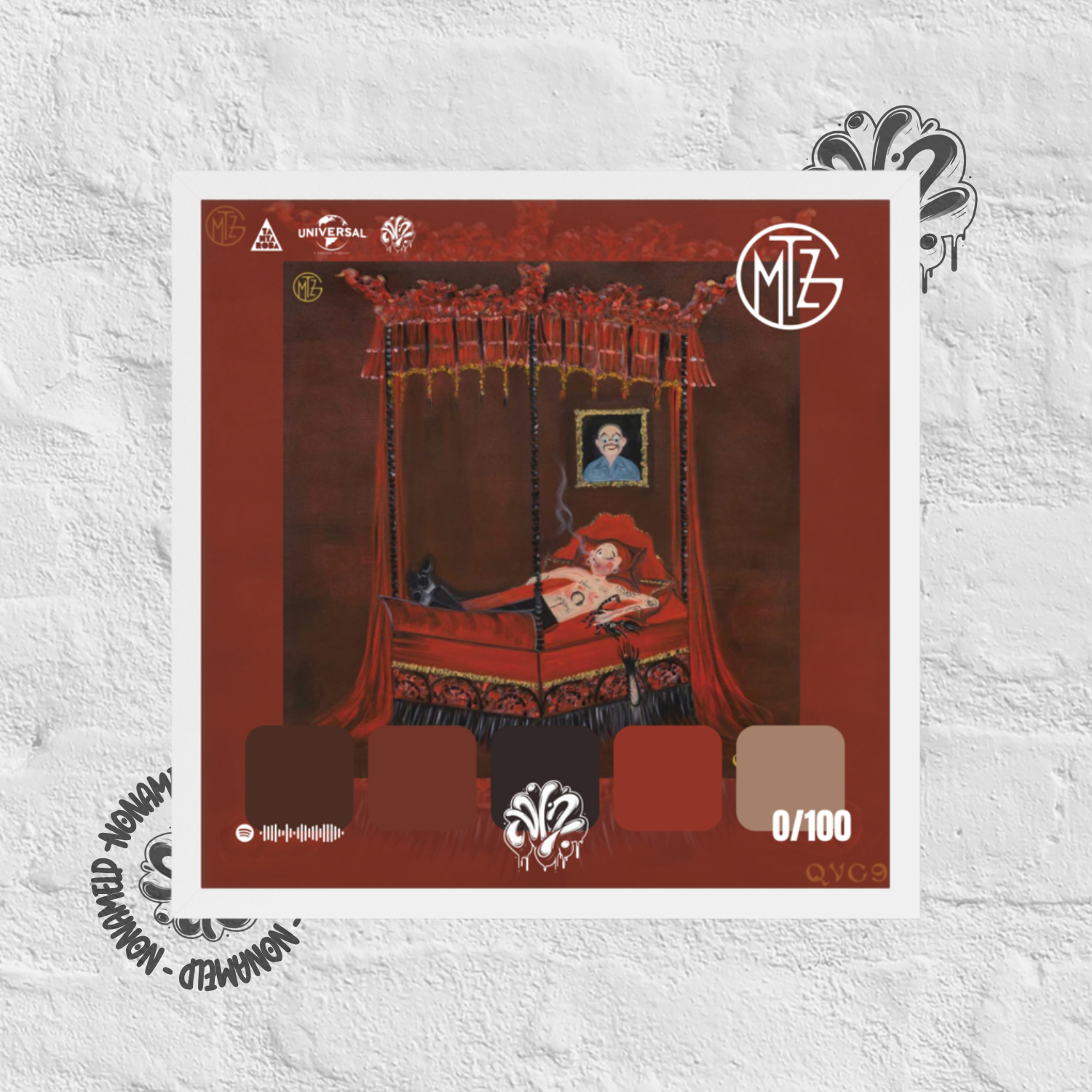 Poster 30x30 “QVC 9 - Gemitaiz'' – Cornice in Legno Inclusa, Pronto da Appendere