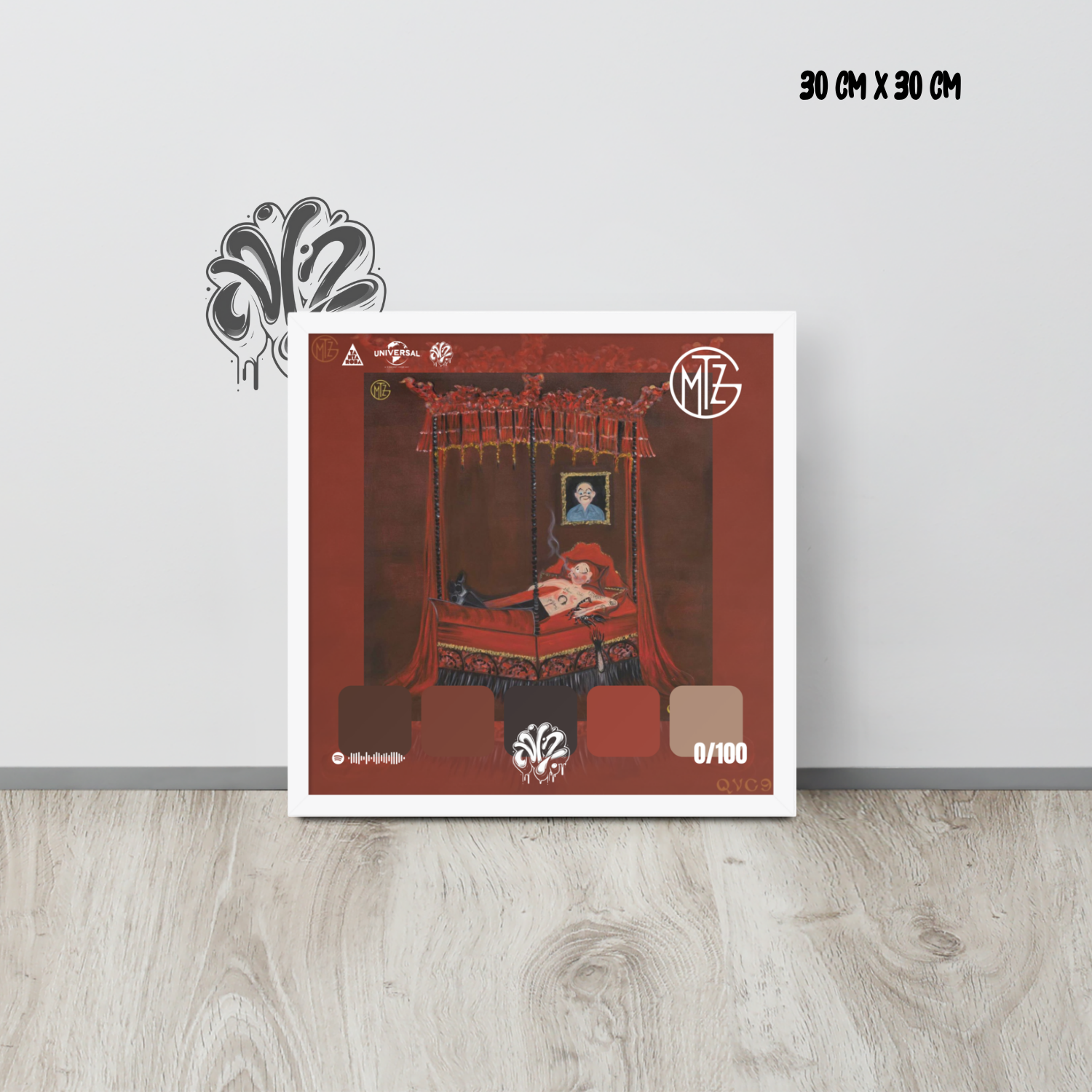 Poster 30x30 “QVC 9 - Gemitaiz'' – Cornice in Legno Inclusa, Pronto da Appendere