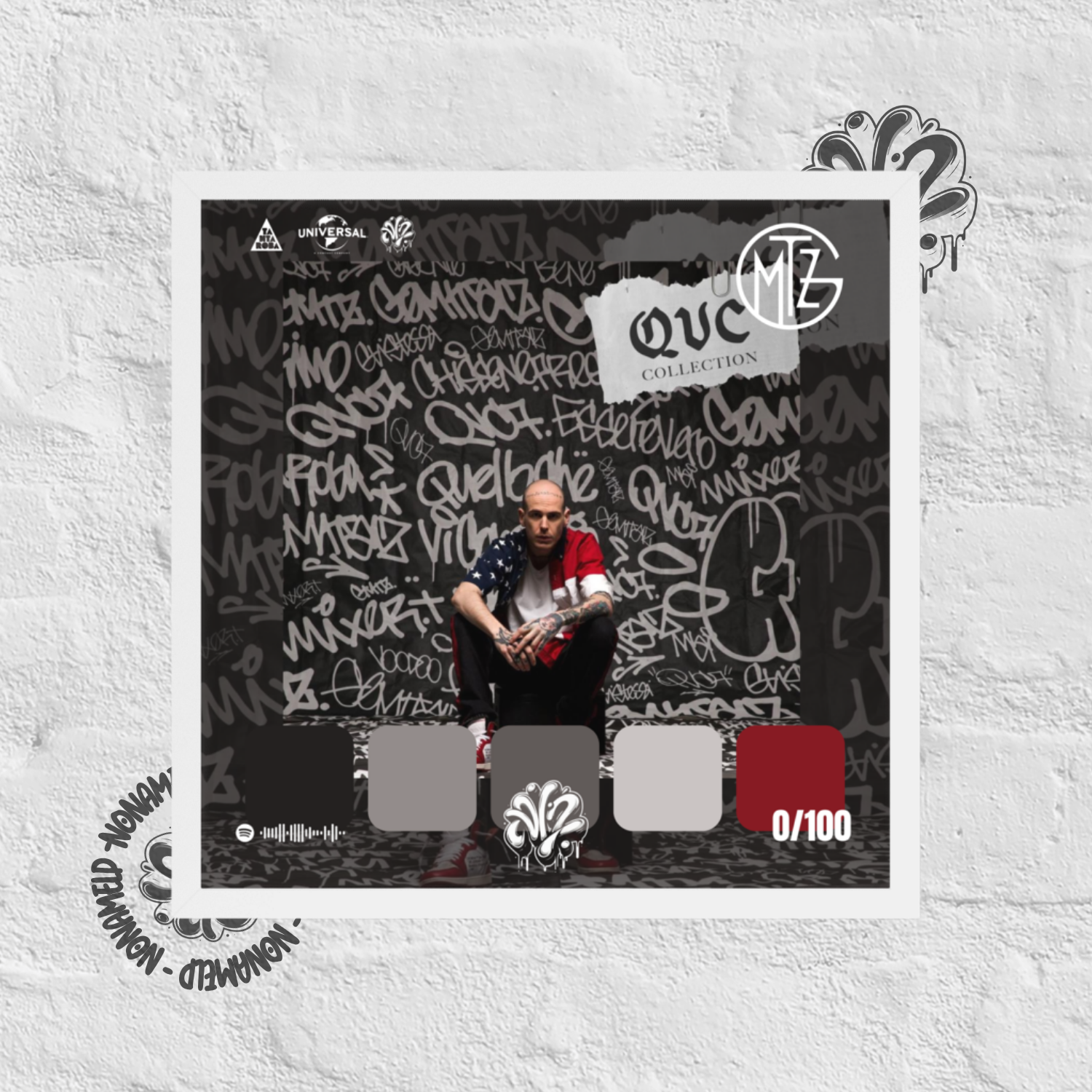 Poster 30x30 “QVC Collection'' di Gemitaiz – Cornice in Legno Inclusa, Pronto da Appendere