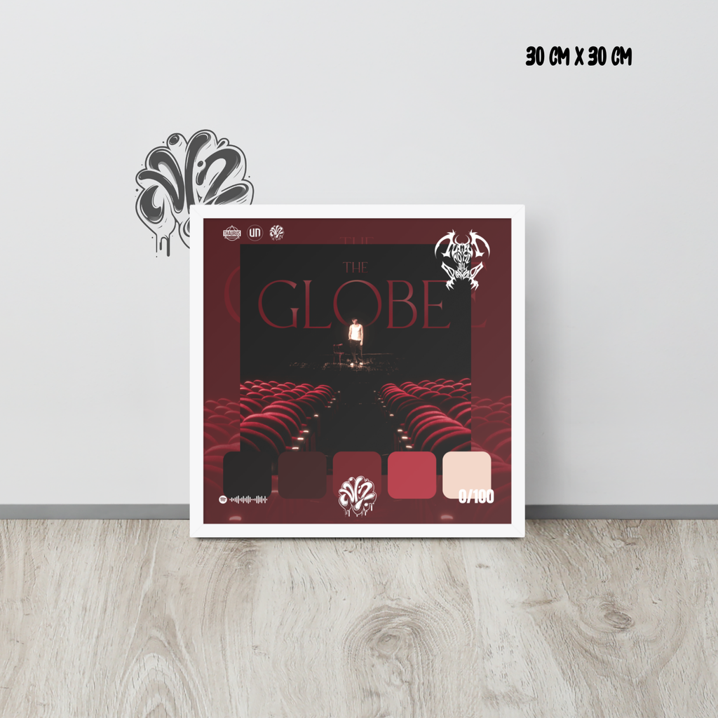 Poster 30x30 “The Globe” di KidYugi – Cornice in Legno Inclusa, Pronto da Appendere
