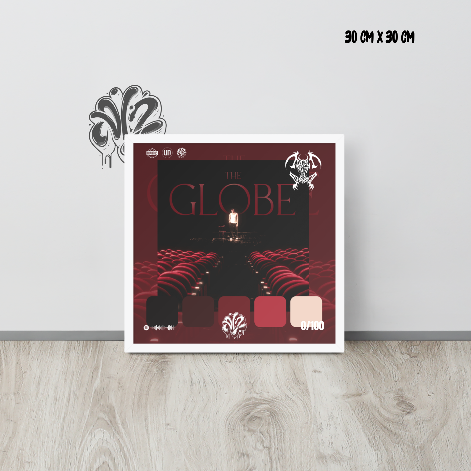 Poster 30x30 “The Globe” di KidYugi – Cornice in Legno Inclusa, Pronto da Appendere