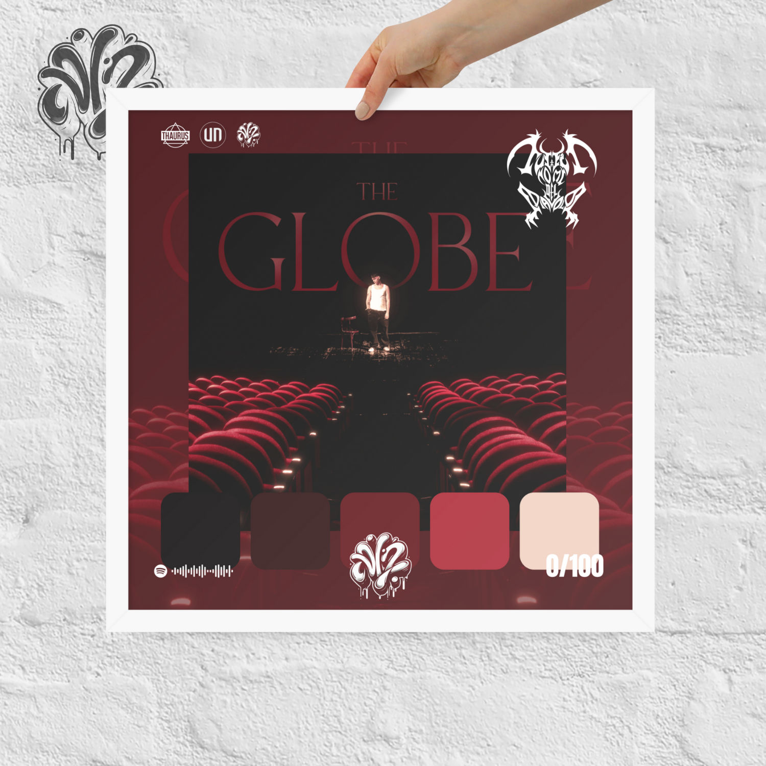 Poster 30x30 “The Globe” di KidYugi – Cornice in Legno Inclusa, Pronto da Appendere
