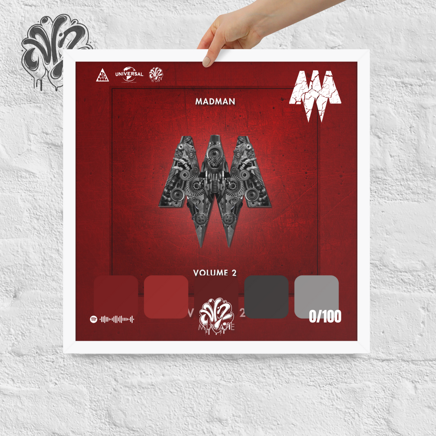 Poster 30x30 “MM Vol.2” di Madman – Cornice in Legno Inclusa, Pronto da Appendere