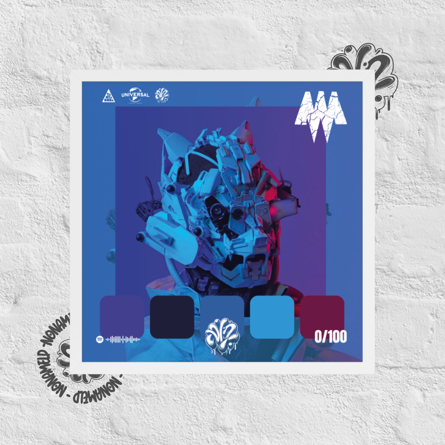 Poster 30x30 “Lonewolf” di Madman – Cornice in Legno Inclusa, Pronto da Appendere