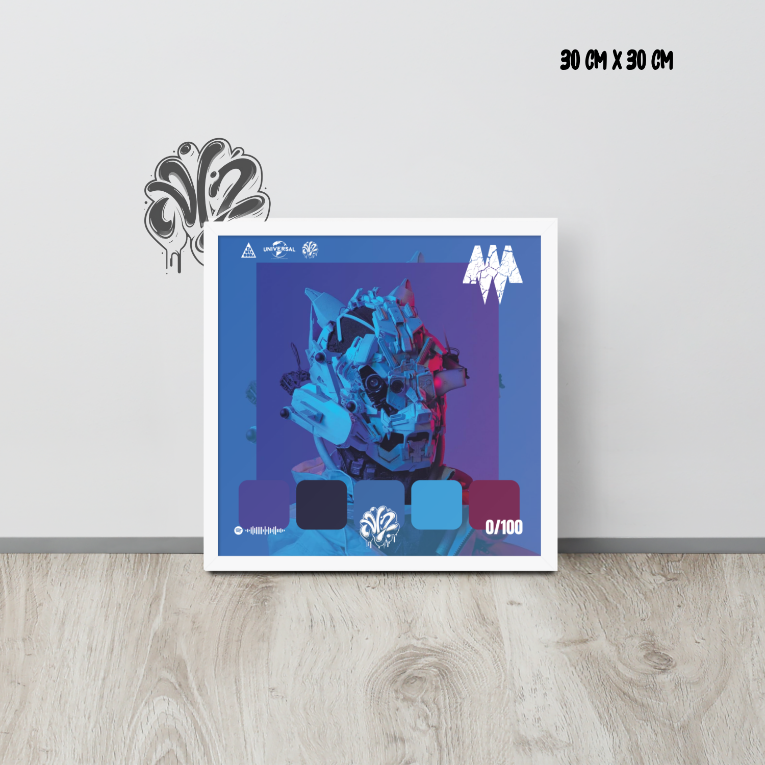 Poster 30x30 “Lonewolf” di Madman – Cornice in Legno Inclusa, Pronto da Appendere
