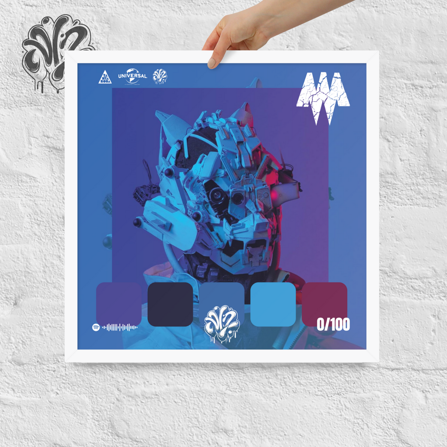 Poster 30x30 “Lonewolf” di Madman – Cornice in Legno Inclusa, Pronto da Appendere
