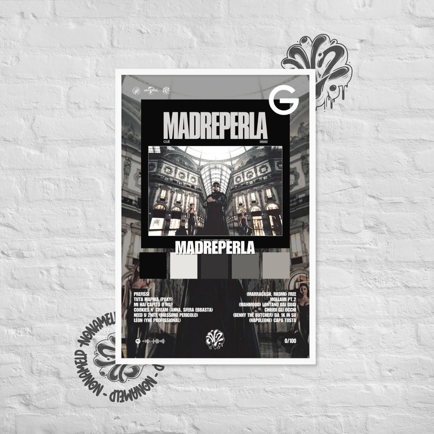 Madreperla | Guè | Poster in carta semilucida classica con cornice in legno A3 (29.7 x 42  cm)