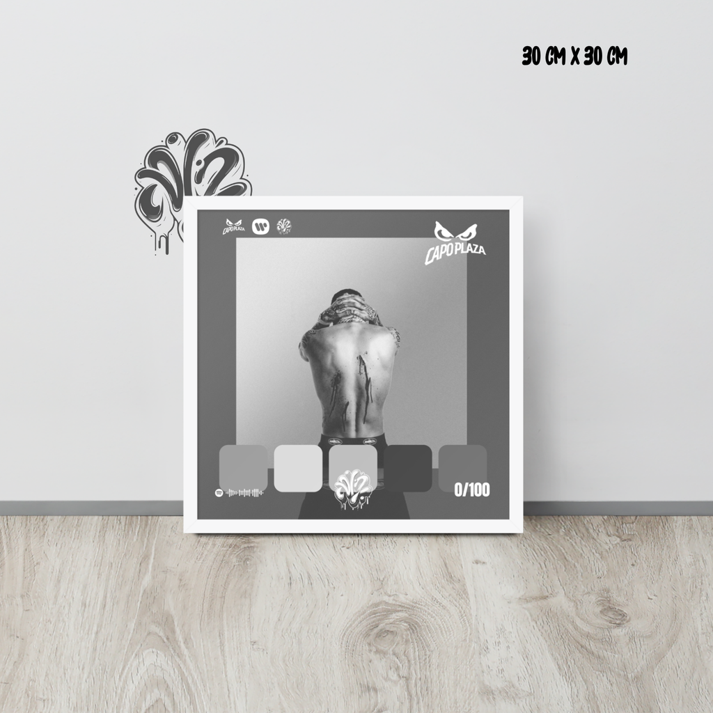 Poster 30x30 “Ferite” di Capo Plaza – Cornice in Legno Inclusa, Pronto da Appendere