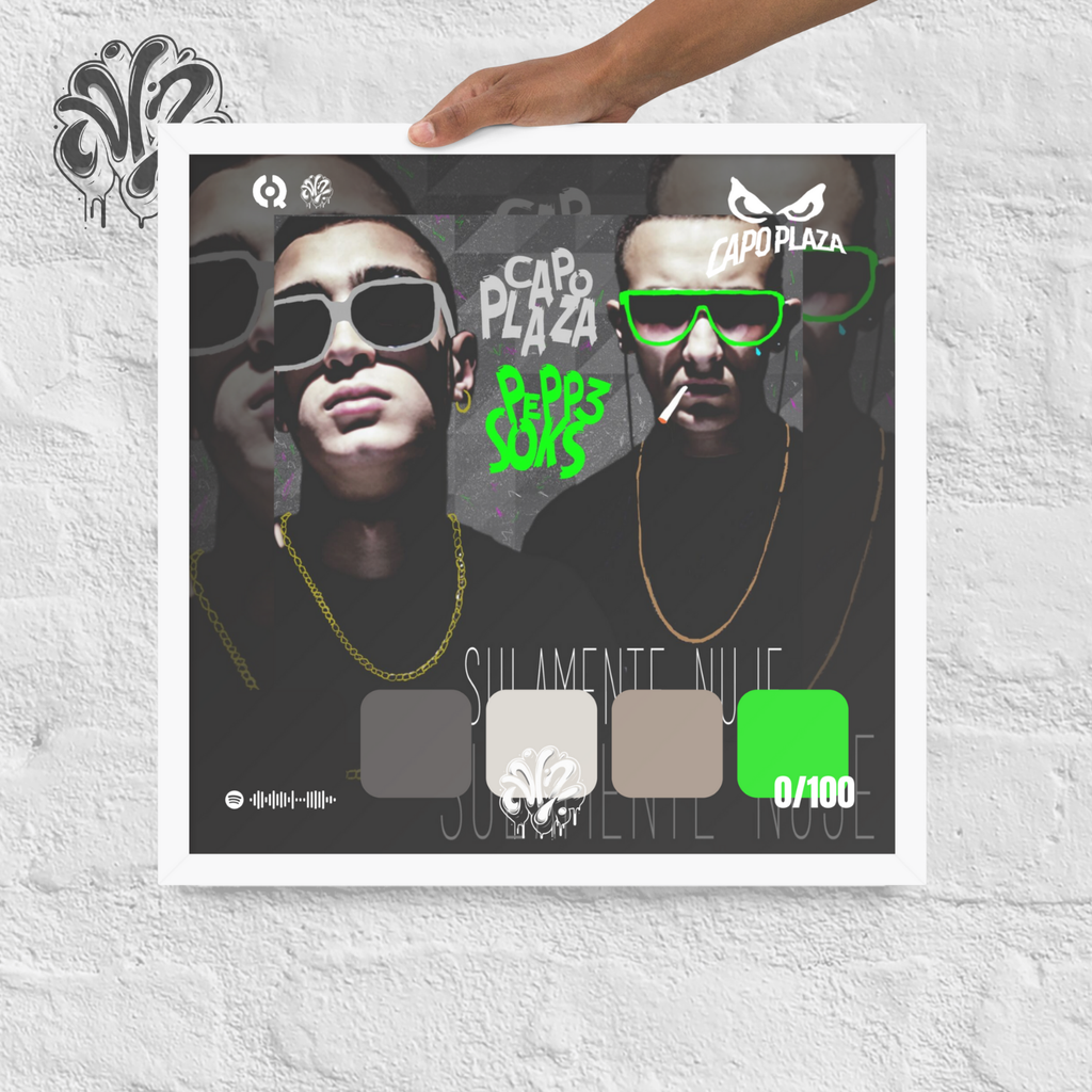 Poster 30x30 “Sulamente Nuje” di CapoPlaza & Peppe Soks – Cornice in Legno Inclusa, Pronto da Appendere