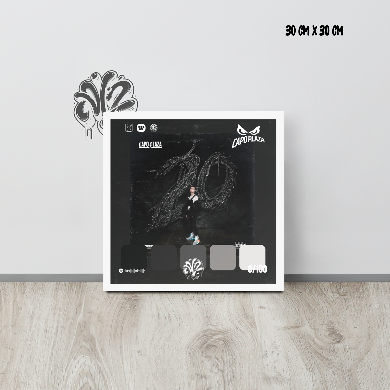 Poster 30x30 “20” di CapoPlaza – Cornice in Legno Inclusa, Pronto da Appendere