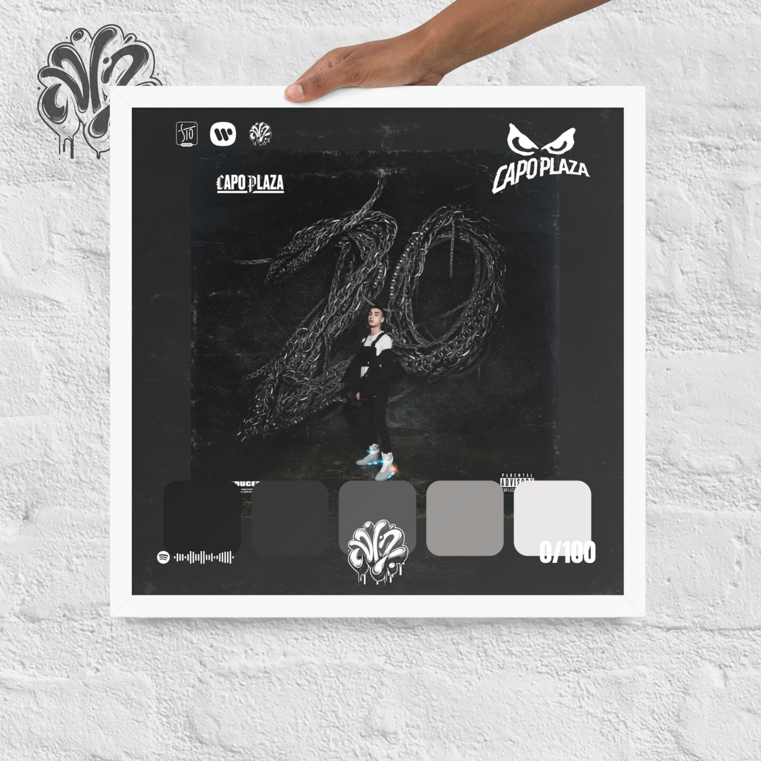 Poster 30x30 “20” di CapoPlaza – Cornice in Legno Inclusa, Pronto da Appendere