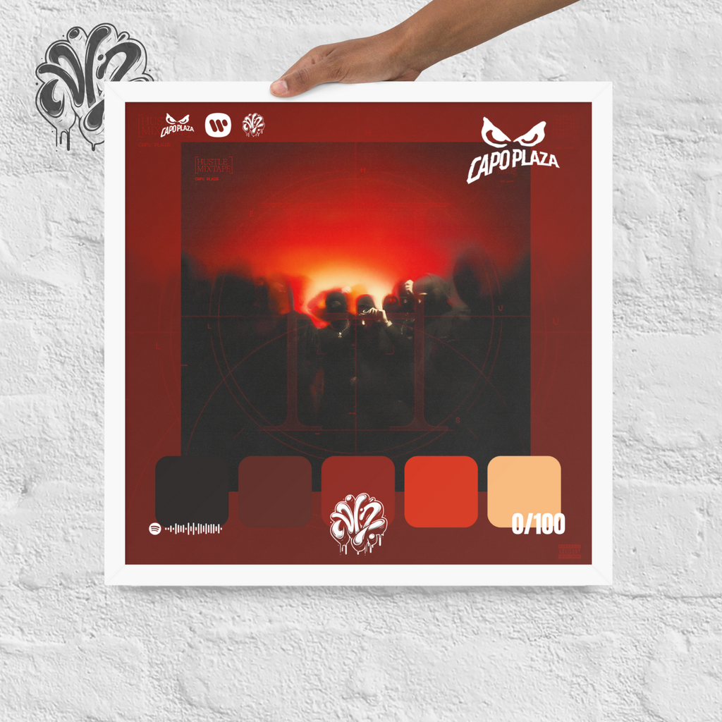 Poster 30x30 “Hustle Mixtape” di Capo plaza – Cornice in Legno Inclusa, Pronto da Appendere