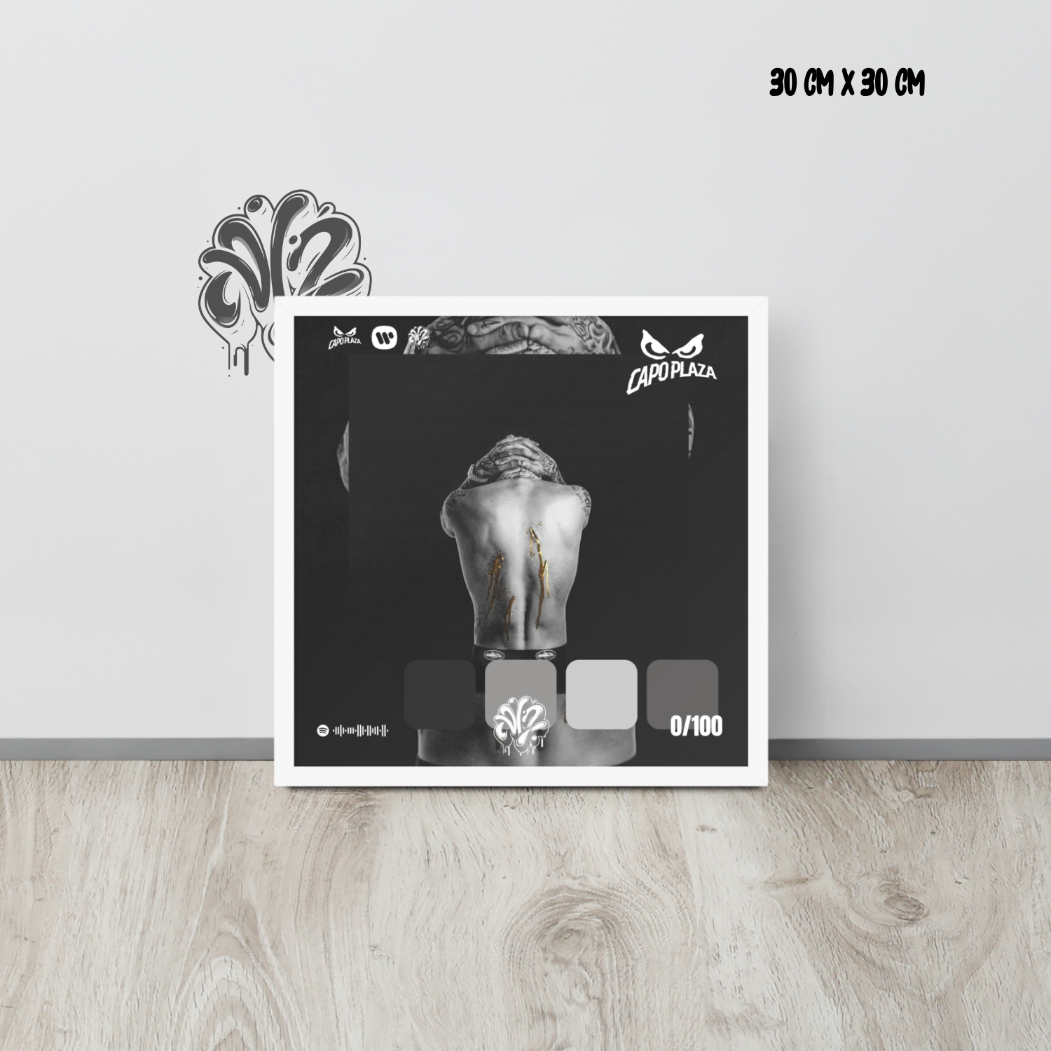 Poster 30x30 “Ferite: Deluxe” di CapoPlaza – Cornice in Legno Inclusa, Pronto da Appendere