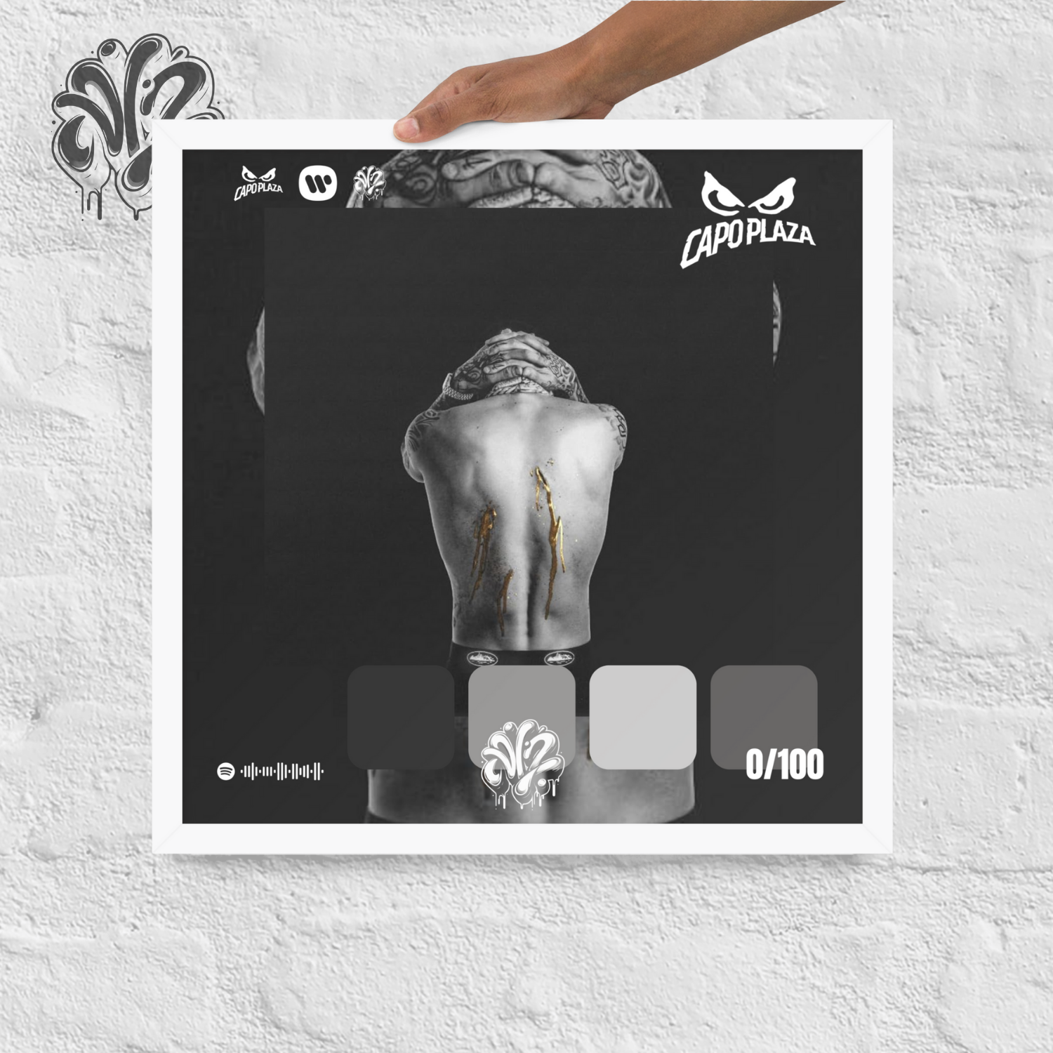 Poster 30x30 “Ferite: Deluxe” di CapoPlaza – Cornice in Legno Inclusa, Pronto da Appendere
