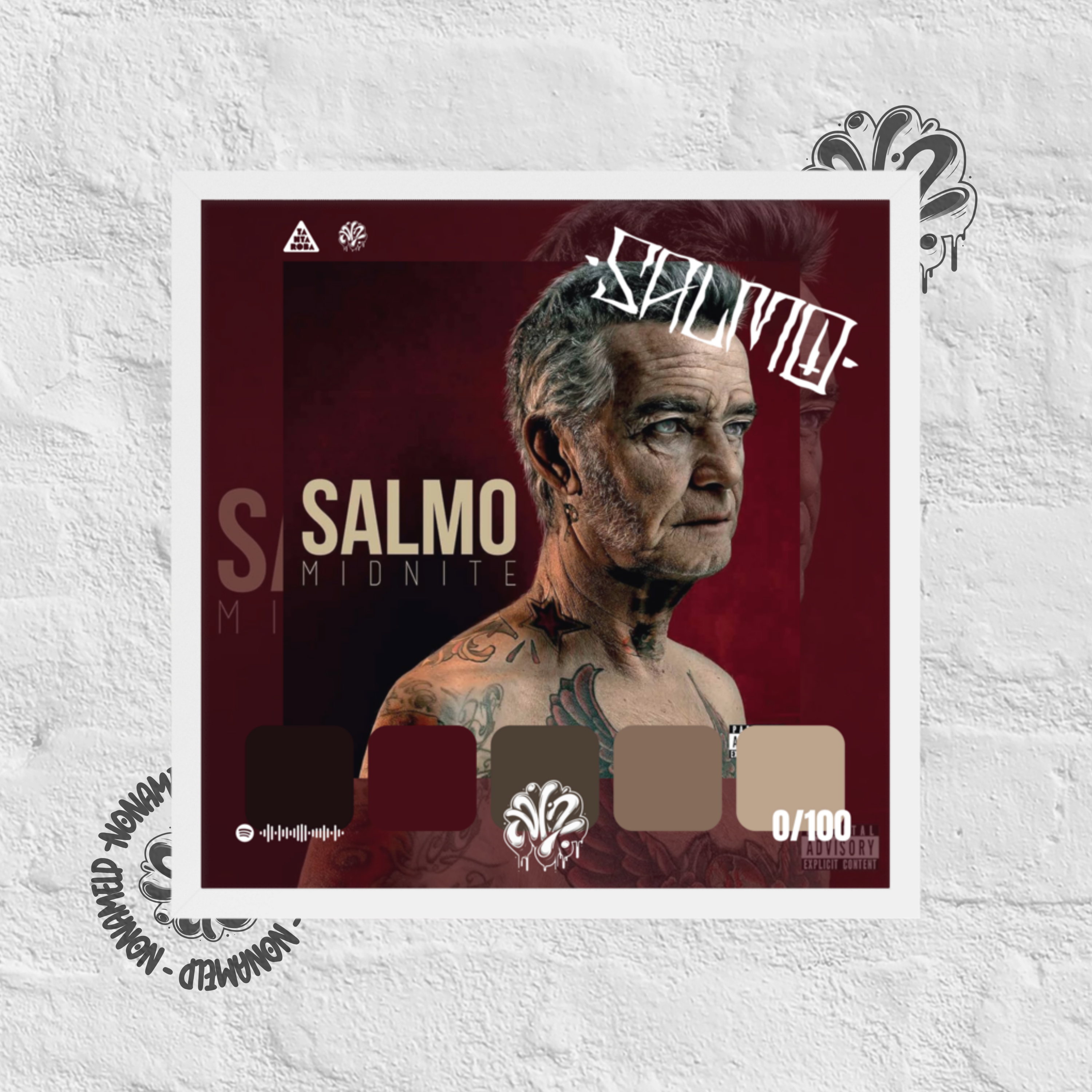 Poster 30x30 “Midnite” di Salmo – Cornice in Legno Inclusa, Pronto da Appendere