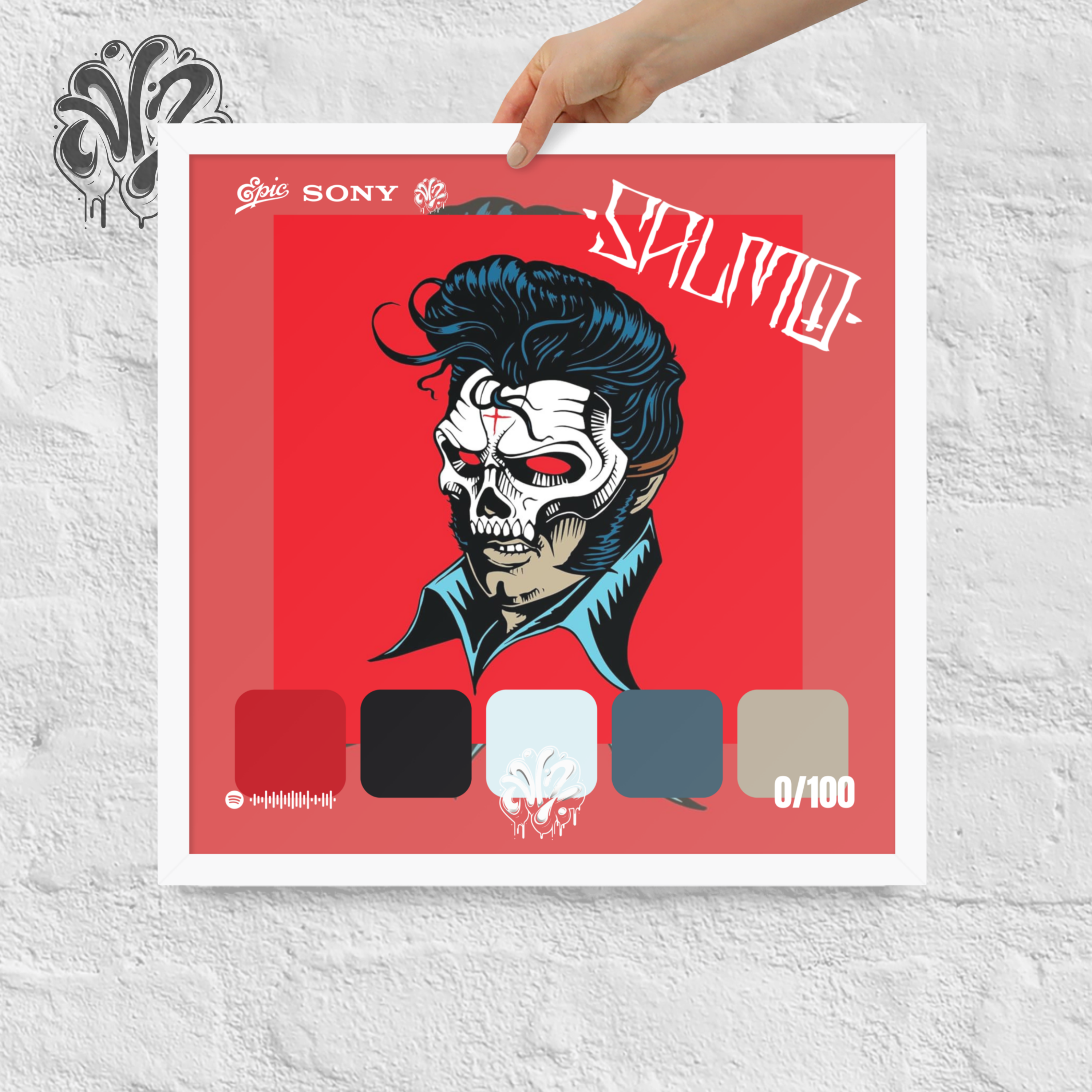 Poster 30x30 “Hellvisback” di Salmo – Cornice in Legno Inclusa, Pronto da Appendere