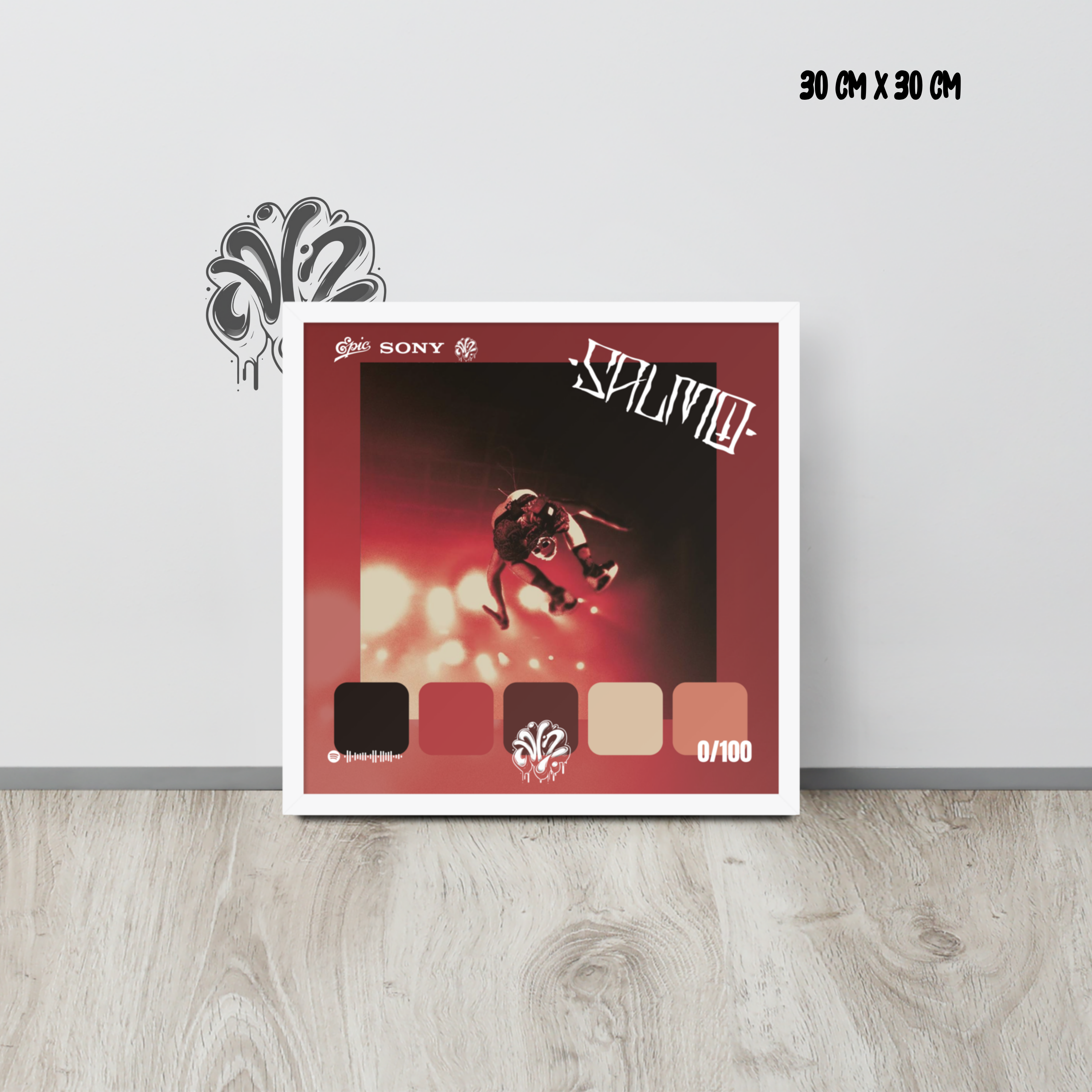 Poster 30x30 “Playlist (live)” di Salmo – Cornice in Legno Inclusa, Pronto da Appendere
