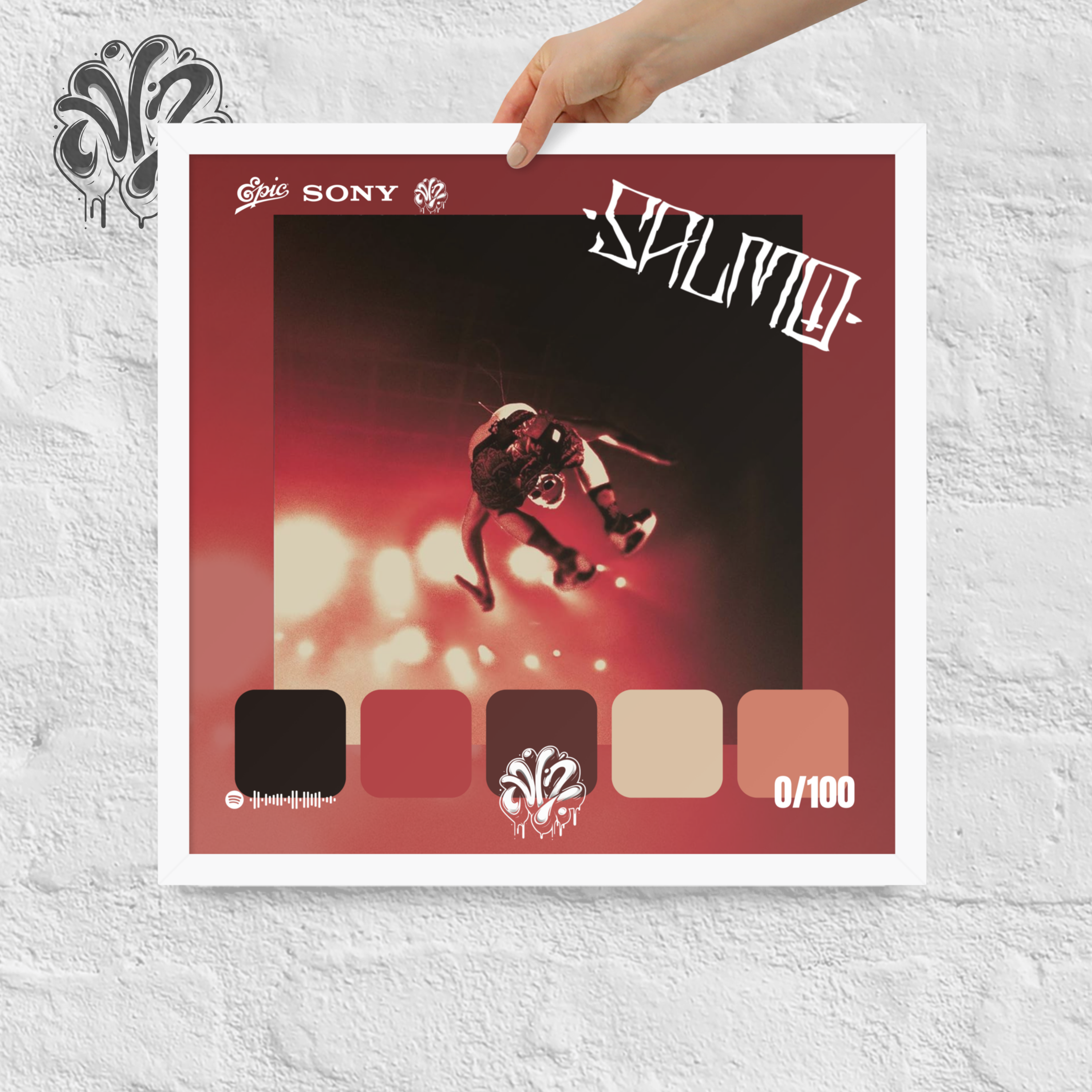 Poster 30x30 “Playlist (live)” di Salmo – Cornice in Legno Inclusa, Pronto da Appendere