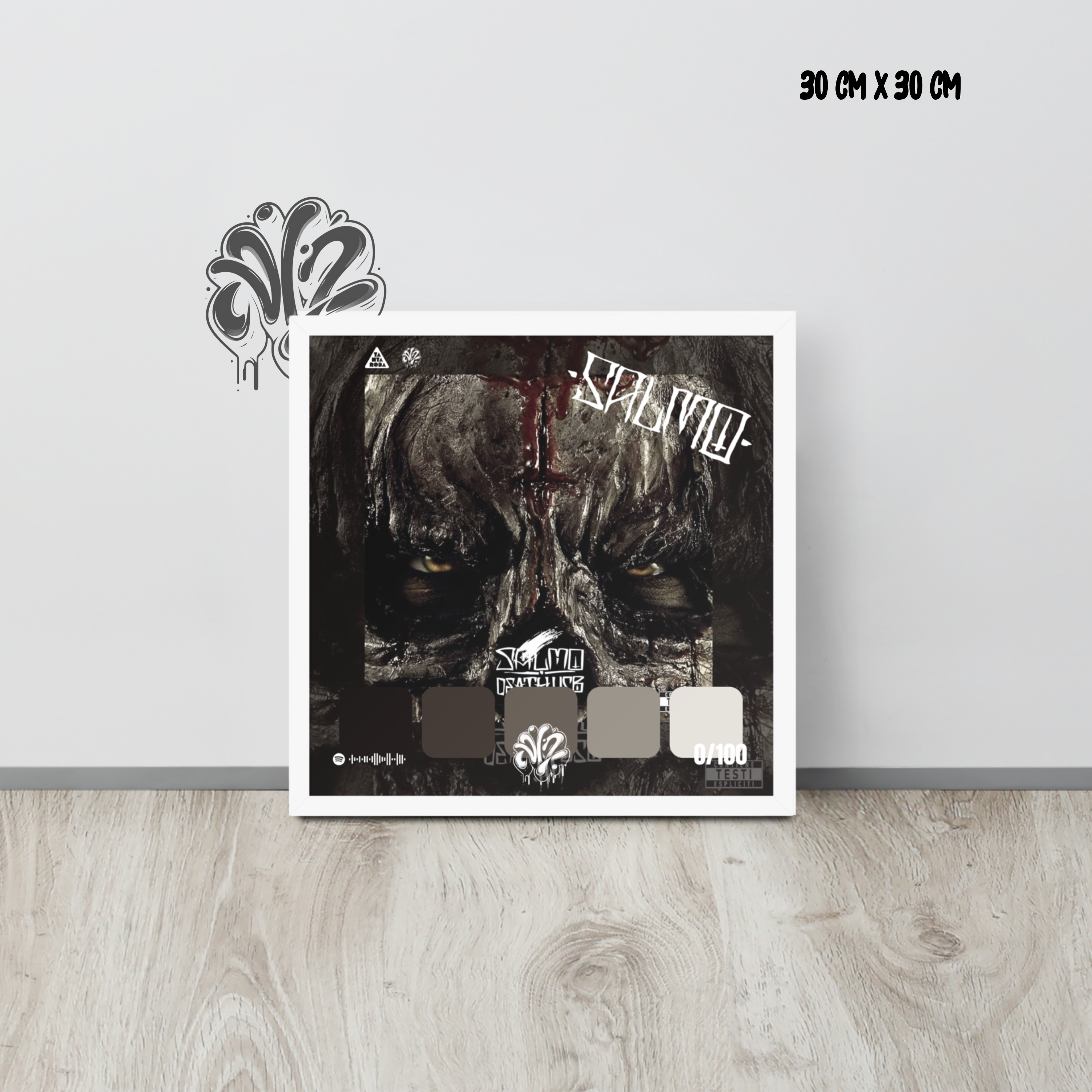 Poster 30x30 “Death USB” di Salmo – Cornice in Legno Inclusa, Pronto da Appendere
