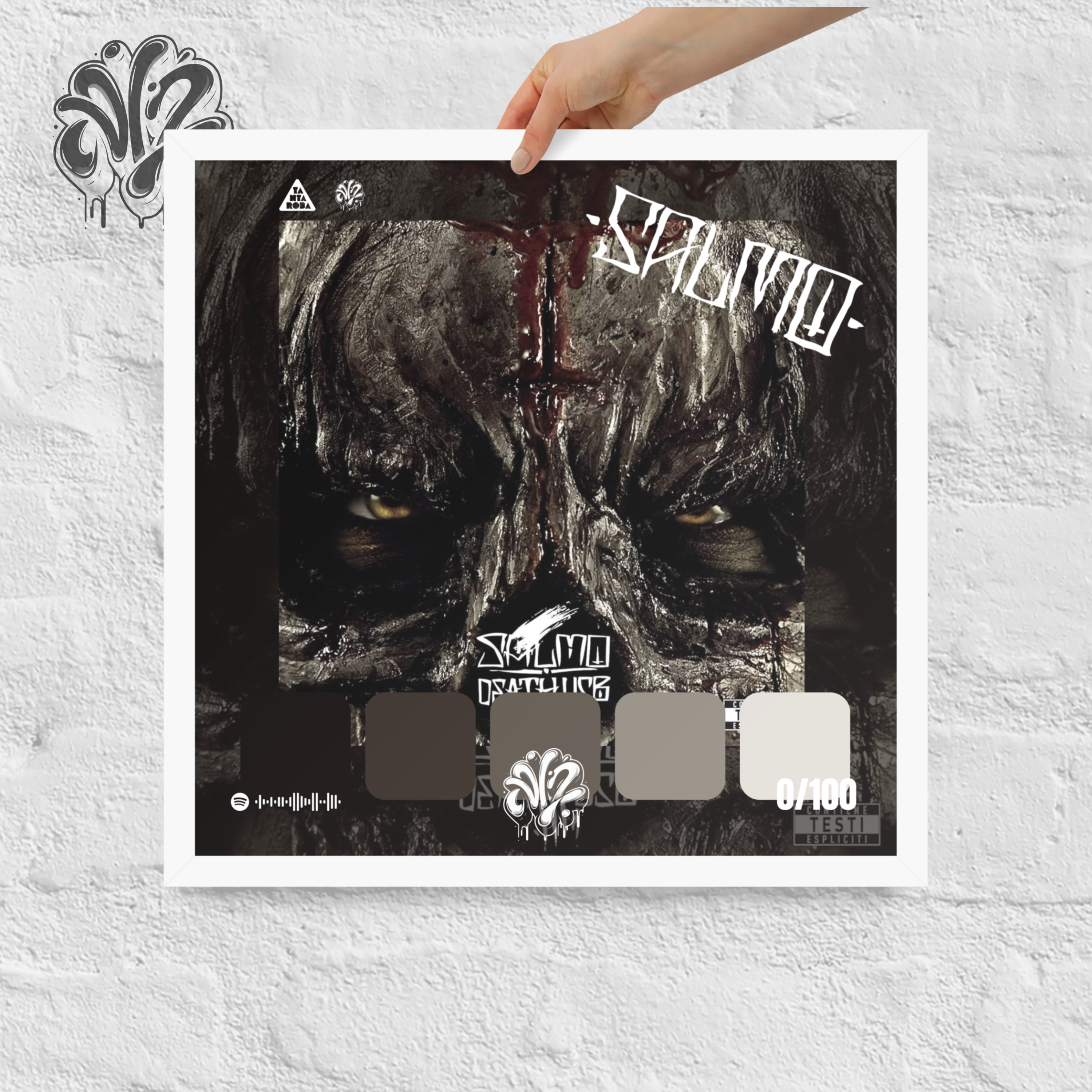 Poster 30x30 “Death USB” di Salmo – Cornice in Legno Inclusa, Pronto da Appendere