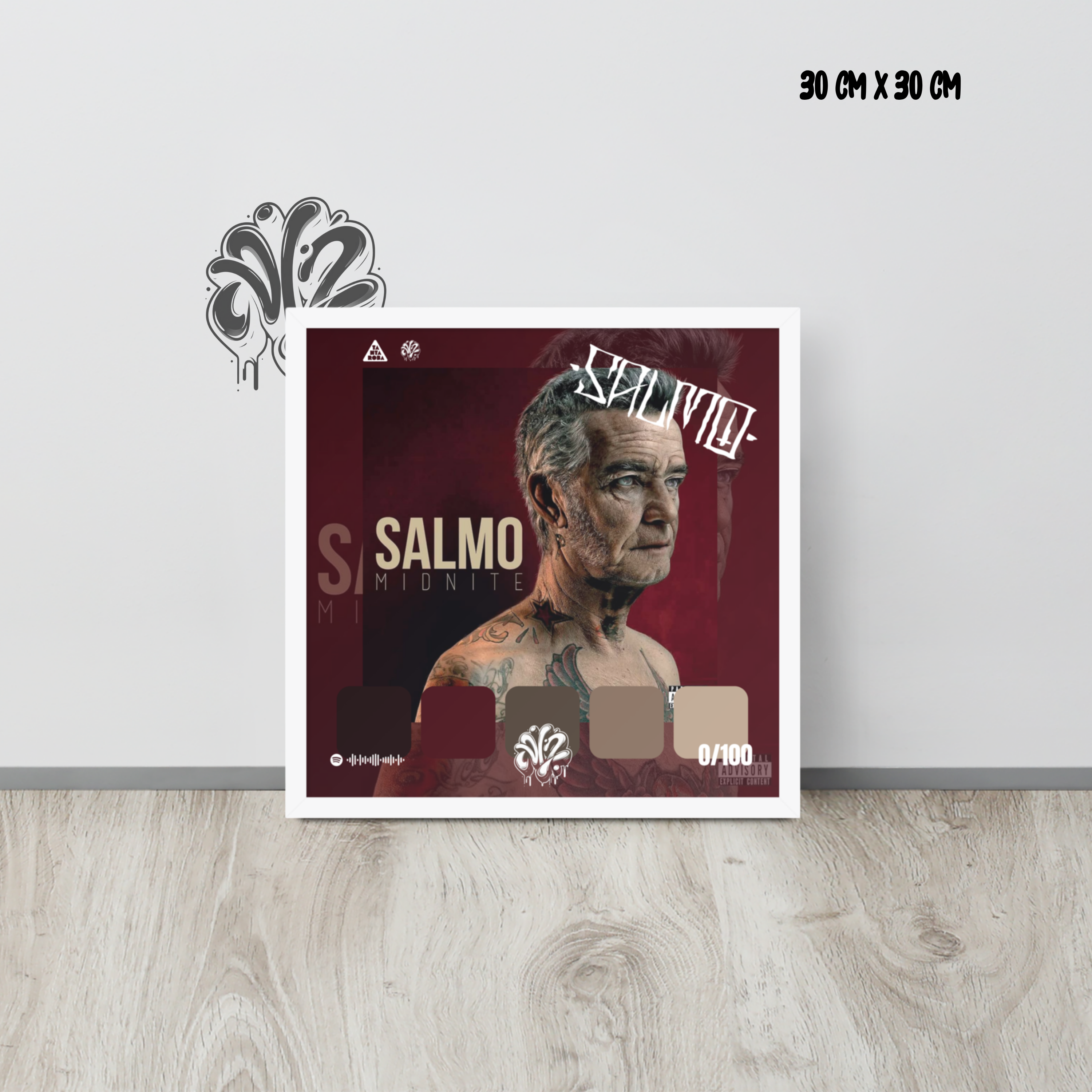 Poster 30x30 “Midnite” di Salmo – Cornice in Legno Inclusa, Pronto da Appendere