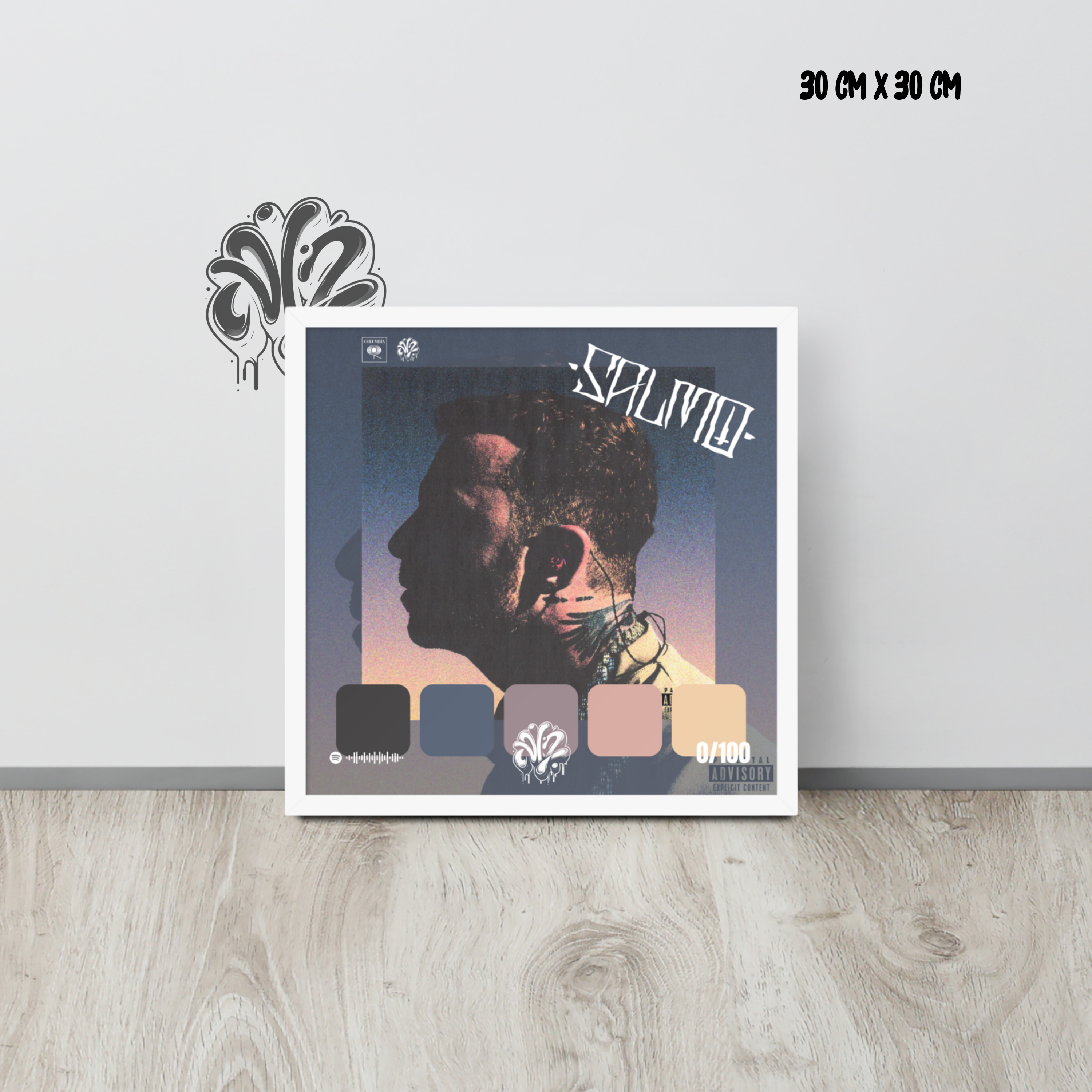Poster 30x30 “Salmo: Unplagged” di Salmo – Cornice in Legno Inclusa, Pronto da Appendere