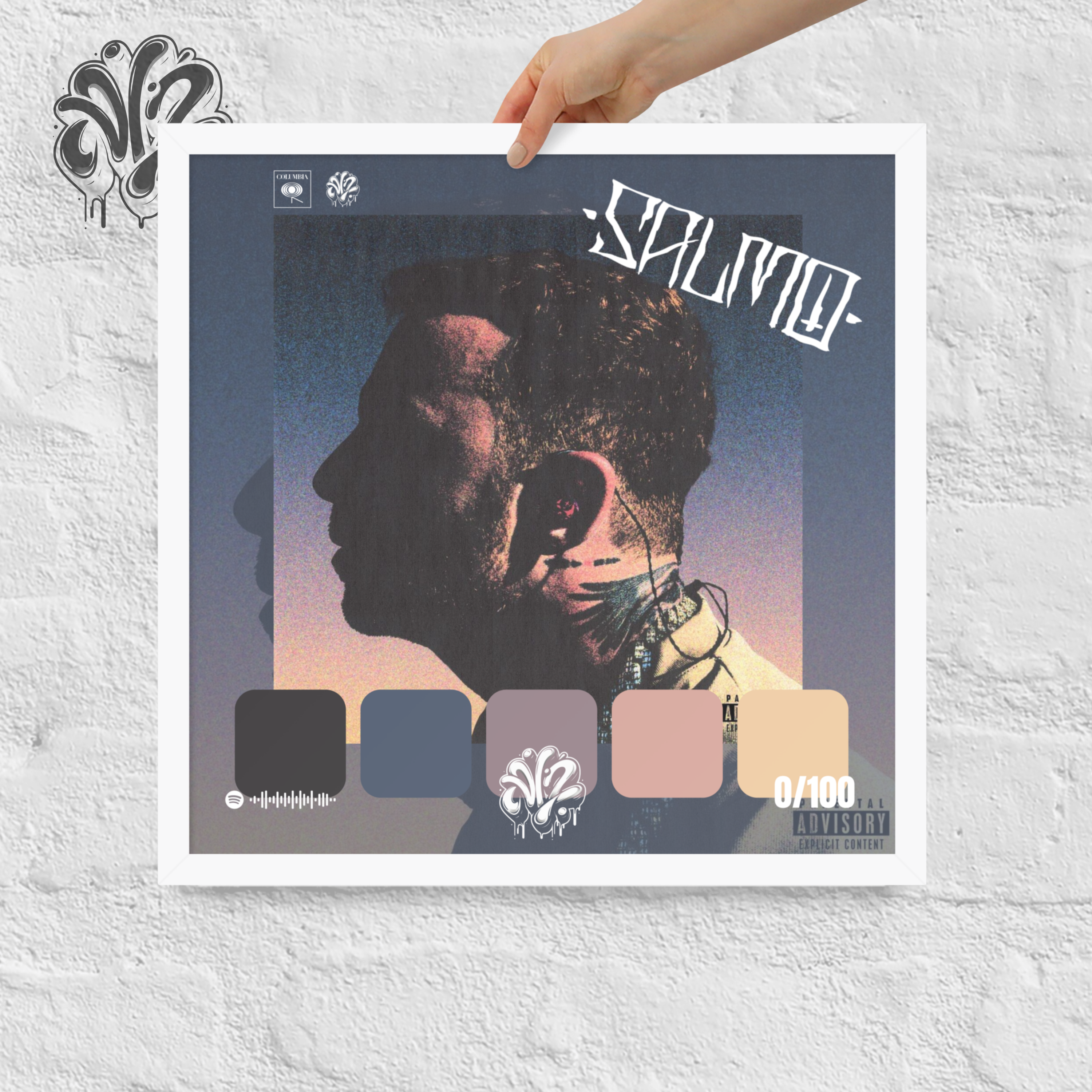 Poster 30x30 “Salmo: Unplagged” di Salmo – Cornice in Legno Inclusa, Pronto da Appendere