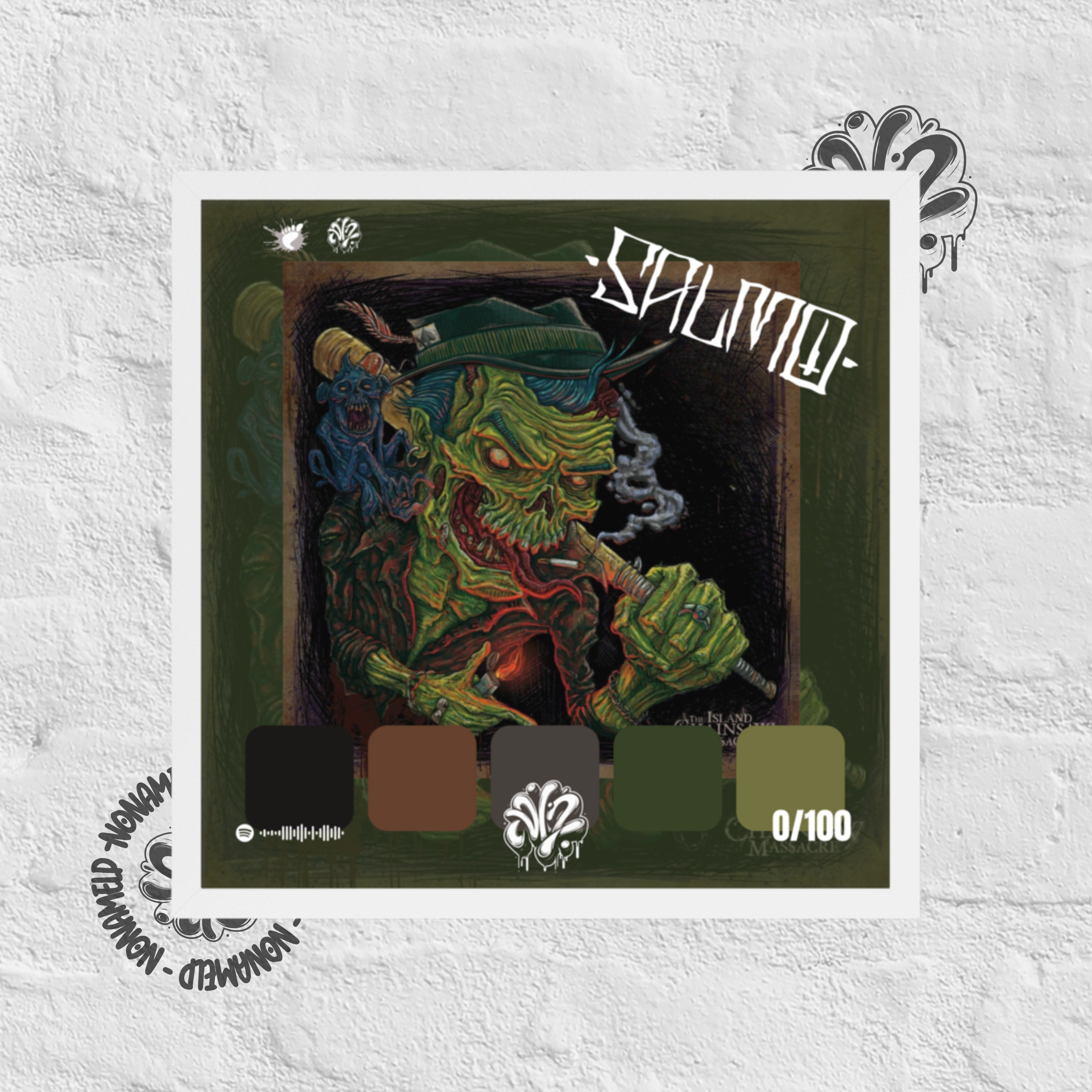 Poster 30x30 “The Chainsaw Massacre” di Salmo – Cornice in Legno Inclusa, Pronto da Appendere