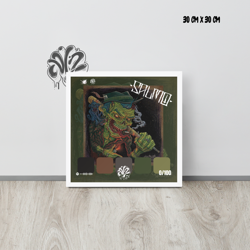 Poster 30x30 “The Chainsaw Massacre” di Salmo – Cornice in Legno Inclusa, Pronto da Appendere