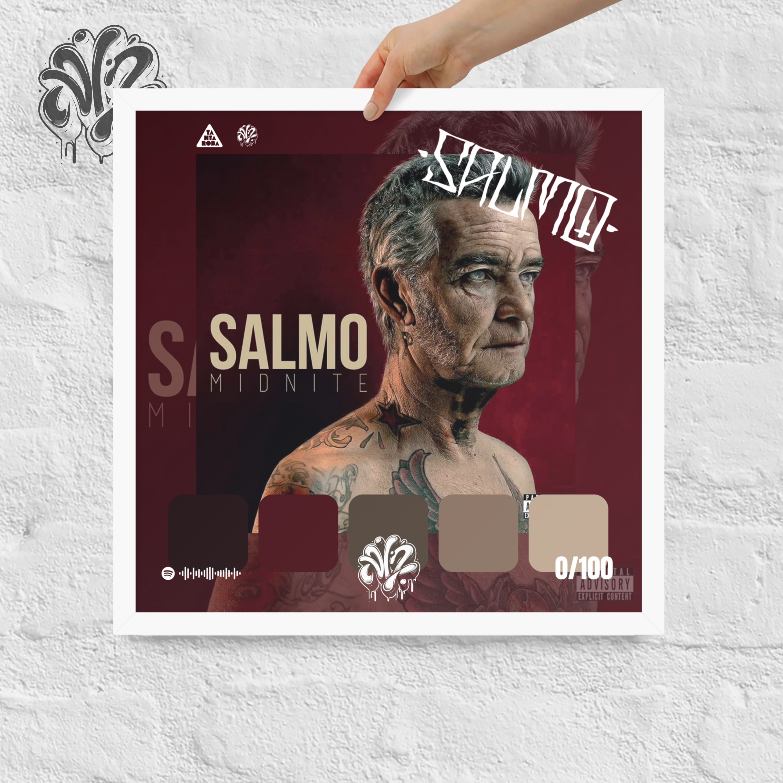 Poster 30x30 “Midnite” di Salmo – Cornice in Legno Inclusa, Pronto da Appendere
