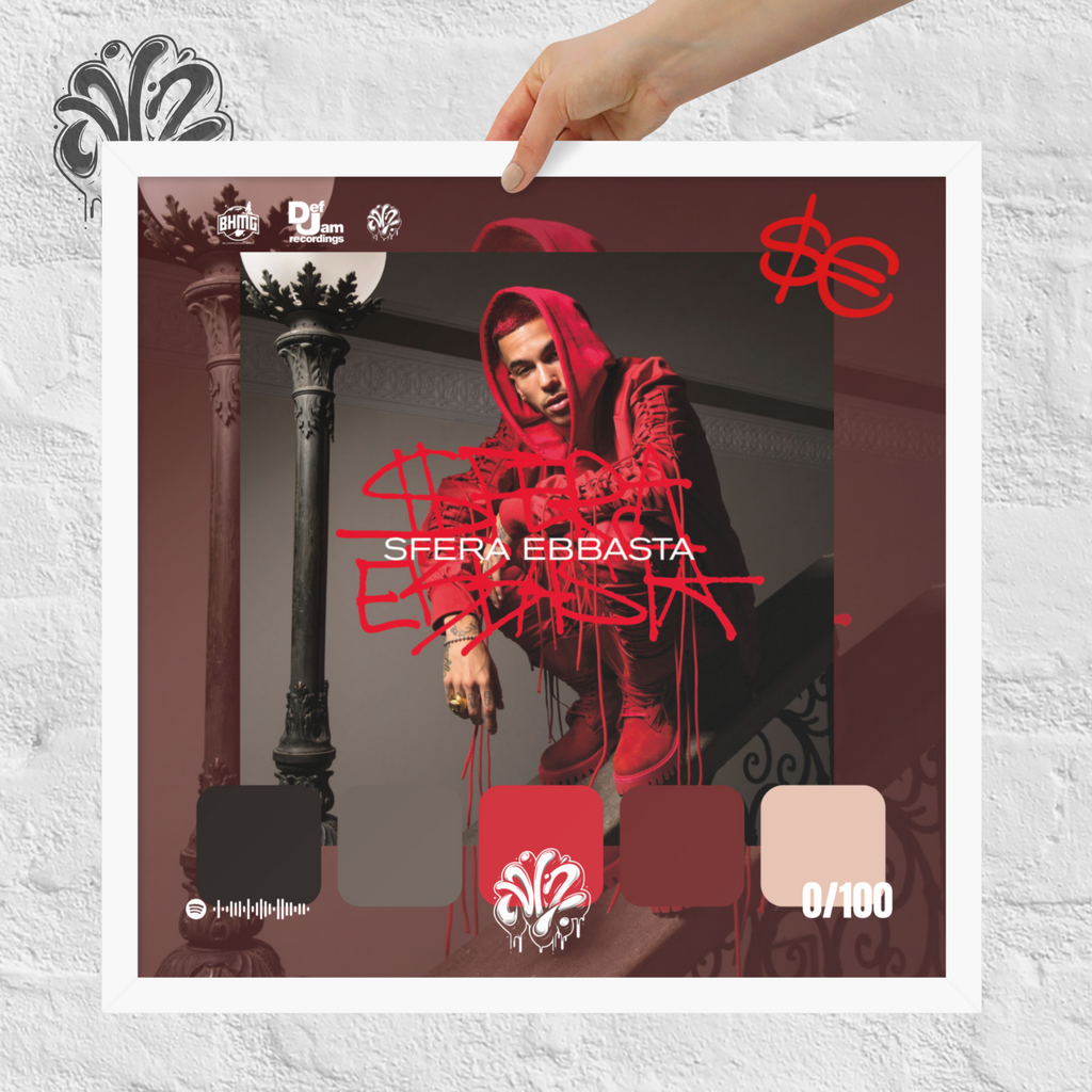 Poster 30x30 “SferaEbbasta” di Sfera Ebbasta – Cornice in Legno Inclusa, Pronto da Appendere