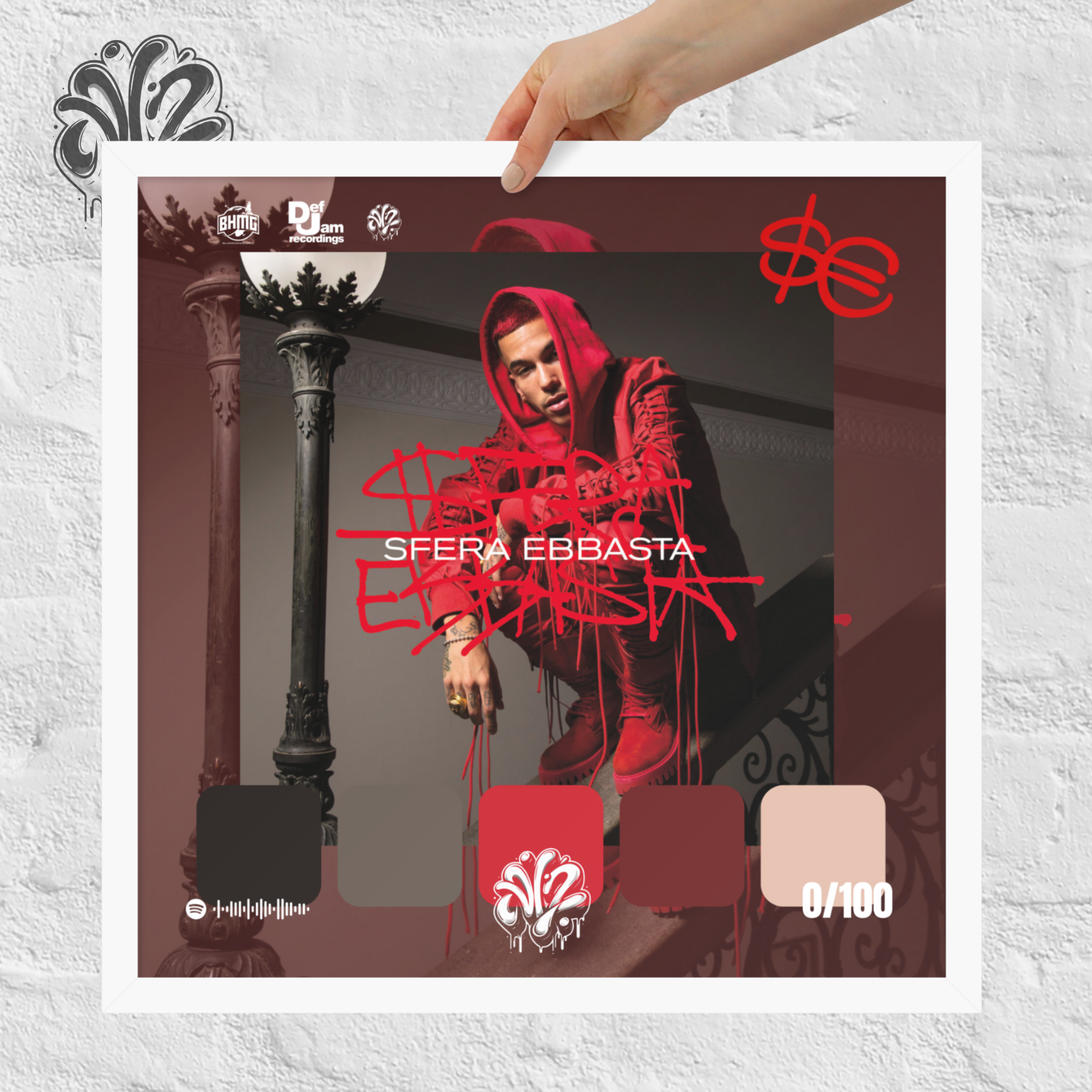 Poster 30x30 “SferaEbbasta” di Sfera Ebbasta – Cornice in Legno Inclusa, Pronto da Appendere