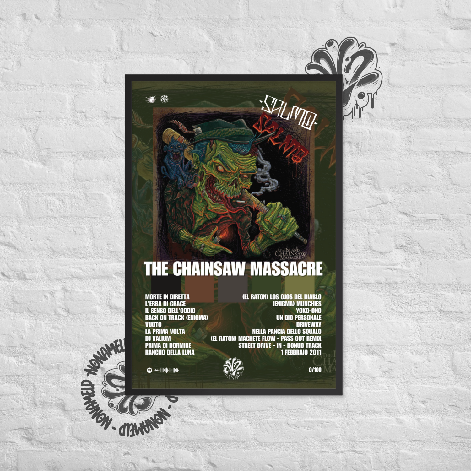 The Chainsaw Massacre | Salmo | Poster in carta semilucida classica con cornice in legno A3 (29.7 x 42  cm)