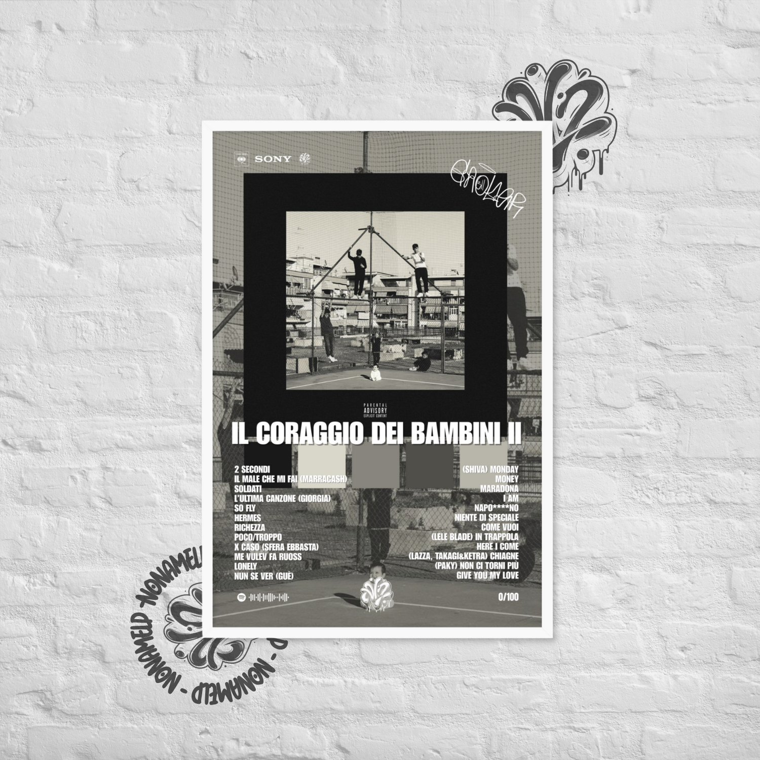 Il coraggio dei bambini II | Geolier | Poster in carta semilucida classica con cornice in legno A3 (29.7 x 42  cm)